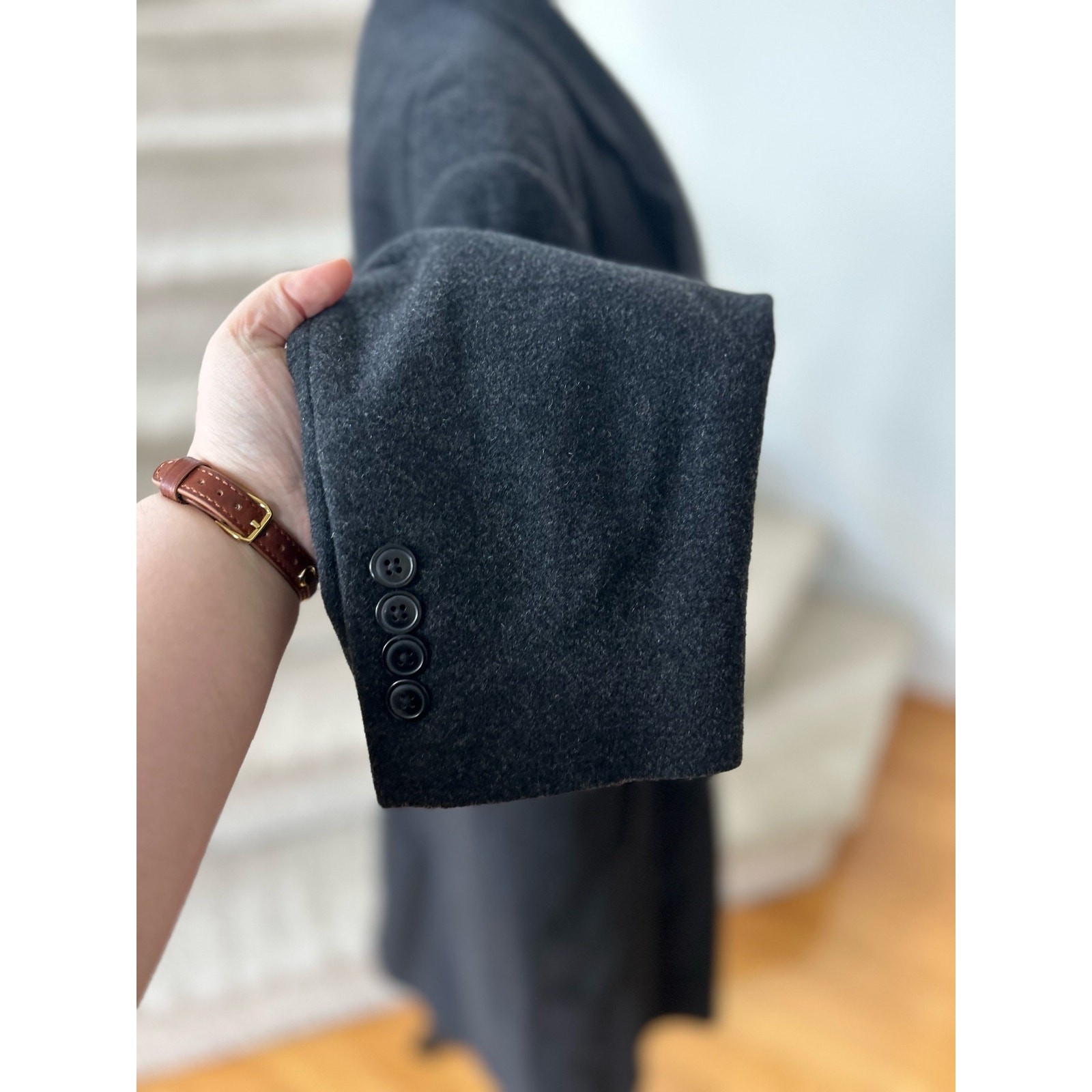 Pronto Uomo Marled Black Wool & Cashmere Blend Peacoat 42R