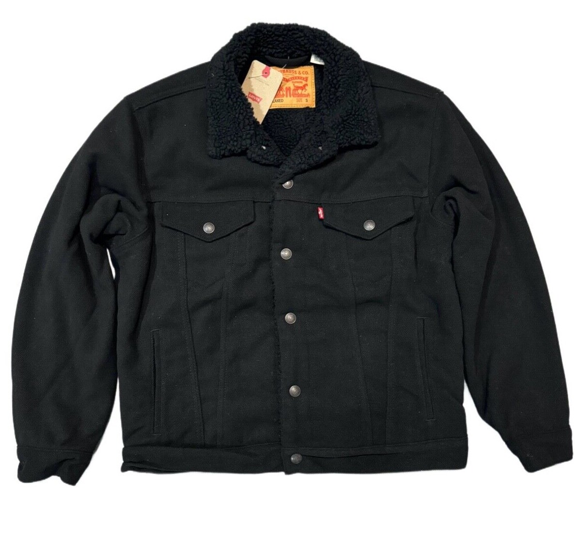 Levi’s Men’s Relaxed Fit Sherpa Trucker Jacket Black Canvas A57840003