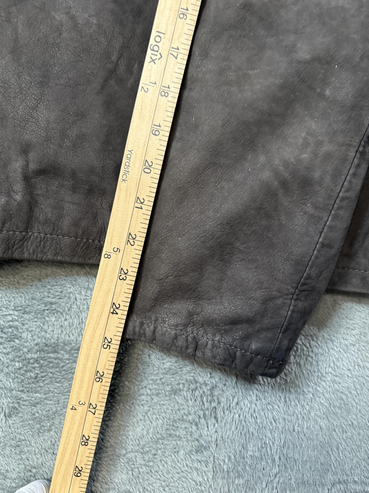 USED Leather Coat Mens 54 Brown Belted Button Front Quilted Overcoat Made Italy