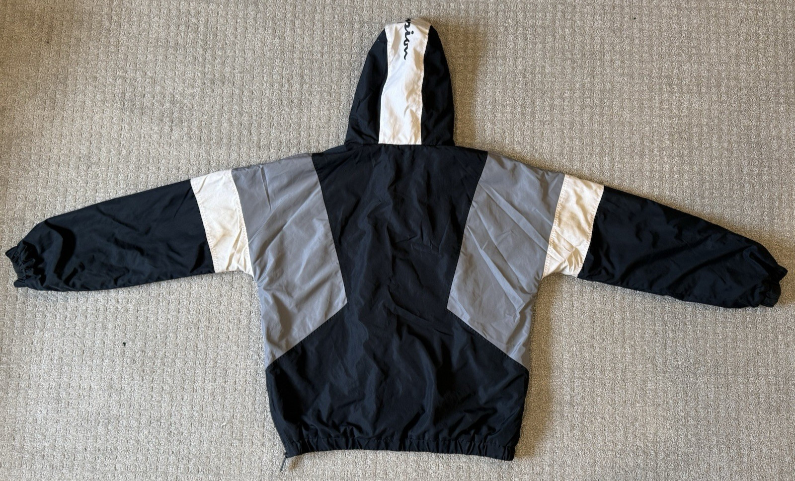Champion Stadium Jacket Men’s Large L Black Windbreaker 1/2 Zip
