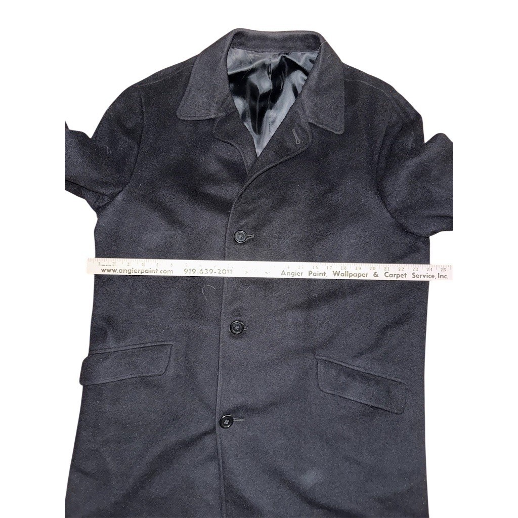 Cashmere Angier Men’s Overcoat Black Button Front Long Size 50 Business Formal