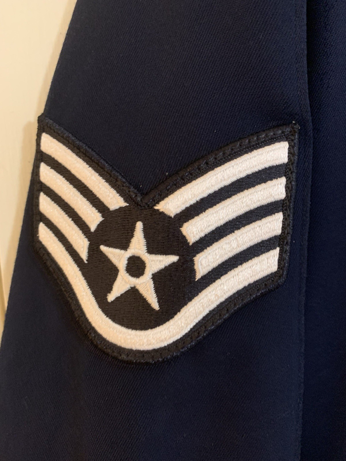 US Air Force Wool Blend Military Jacket Sz 40L Blue Zip Up Coat USAF Cool Patch