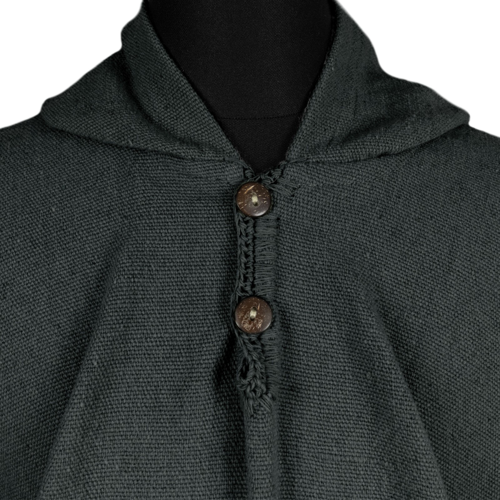 LLAMA WOOL UNISEX | MENS HOODED BLACK PONCHO CAPE CLOAK | ANDES HANDMADE WARM
