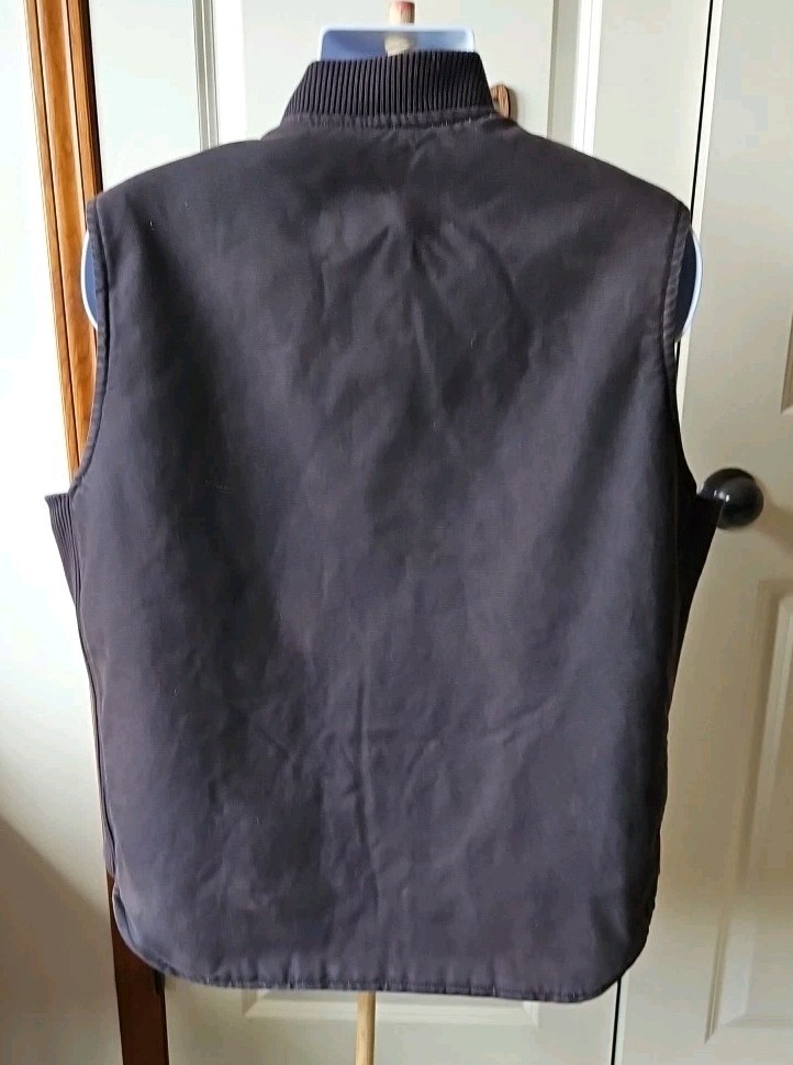 Craftsman Vest Grey Cotton Canvas Sherpa Lined Workwear 10 Pockets Men’s XL Vtg