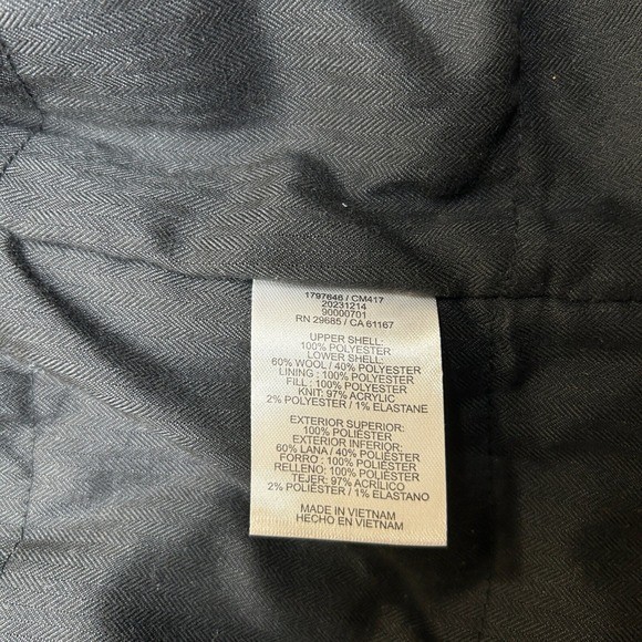Pendleton Hooded Softshell Jacket Mens Medium Black Blue Striped Wool Stretch