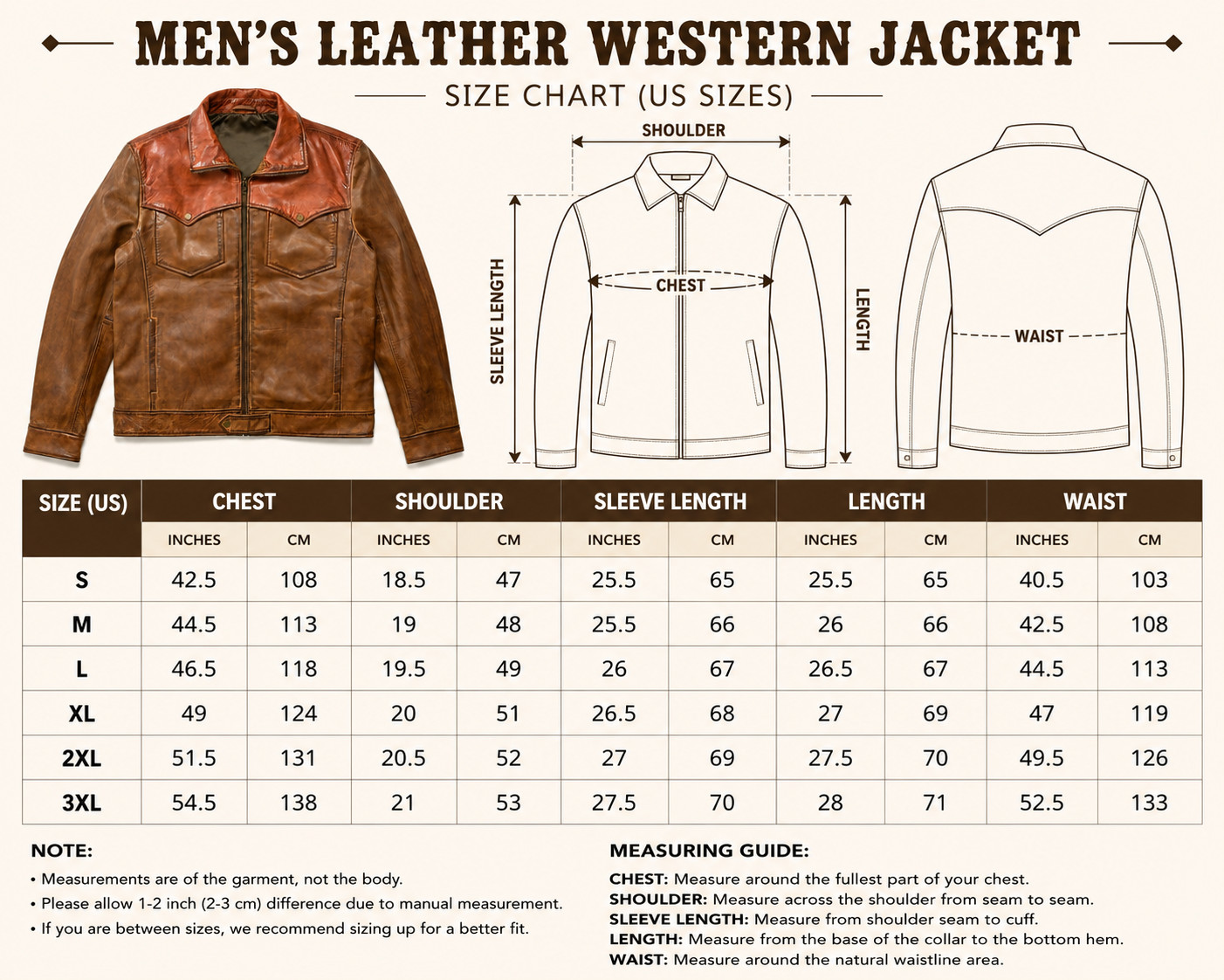 Men’s Genuine Leather Western Jacket Brown Vintage Zip-Up Classic Cowboy Coat