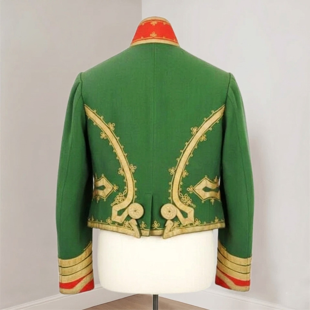 Men’s Green Wool French Hussar Jacket, Military Dolman Hussar Jacket Quick Ship