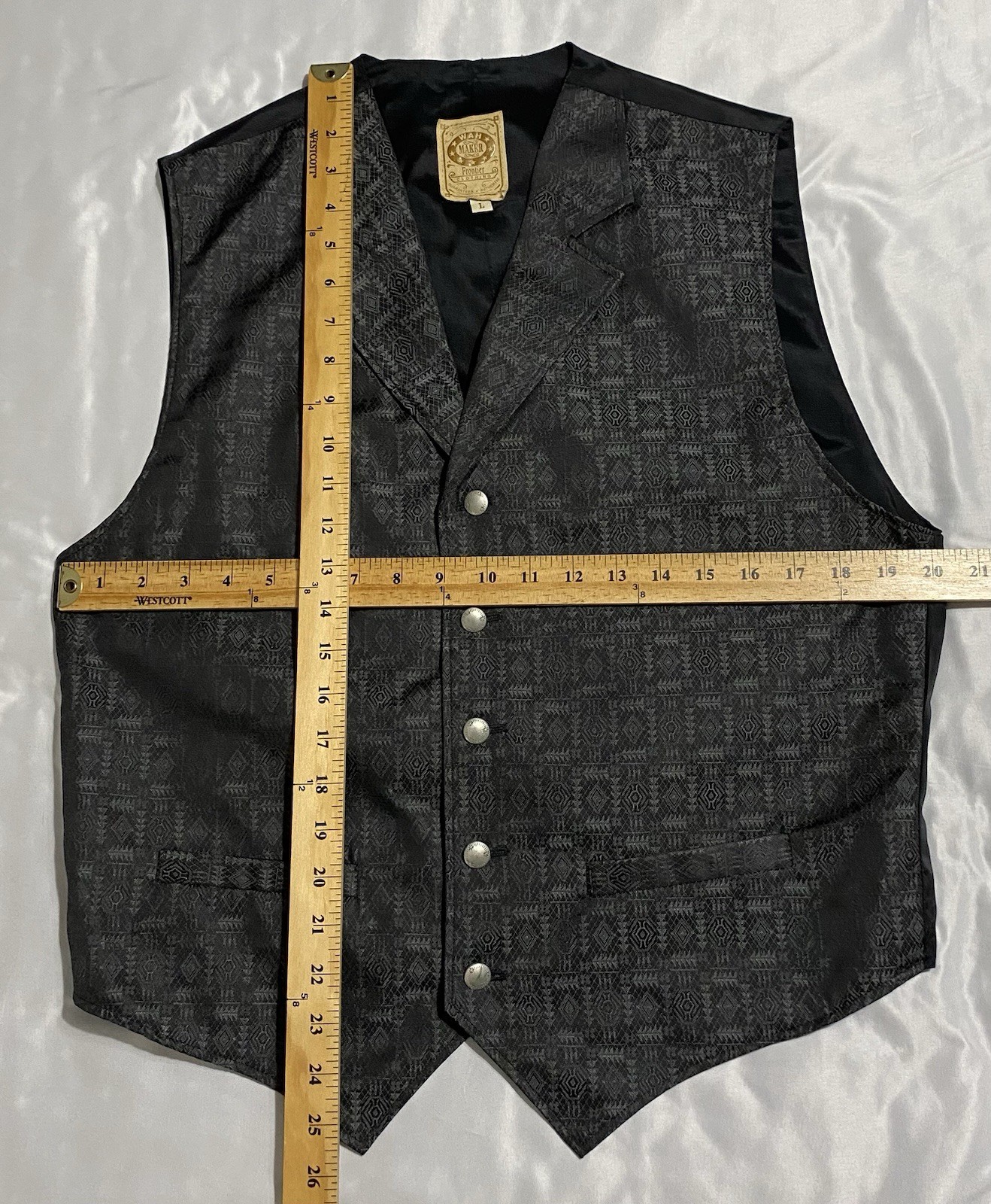 Vintage Wah Maker Frontier Vest Mens Large Steampunk Victorian Cowboy Aztec
