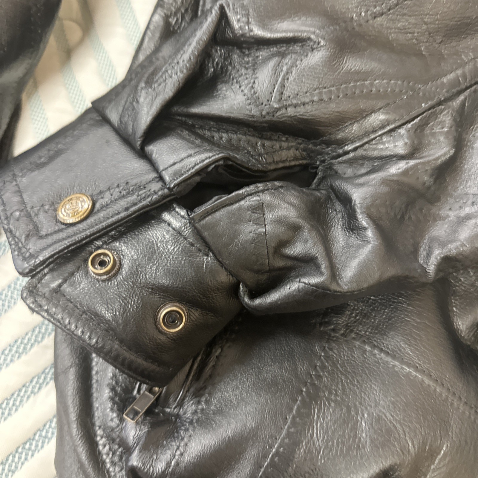 United States Navy Military Leather Jacket Size Large