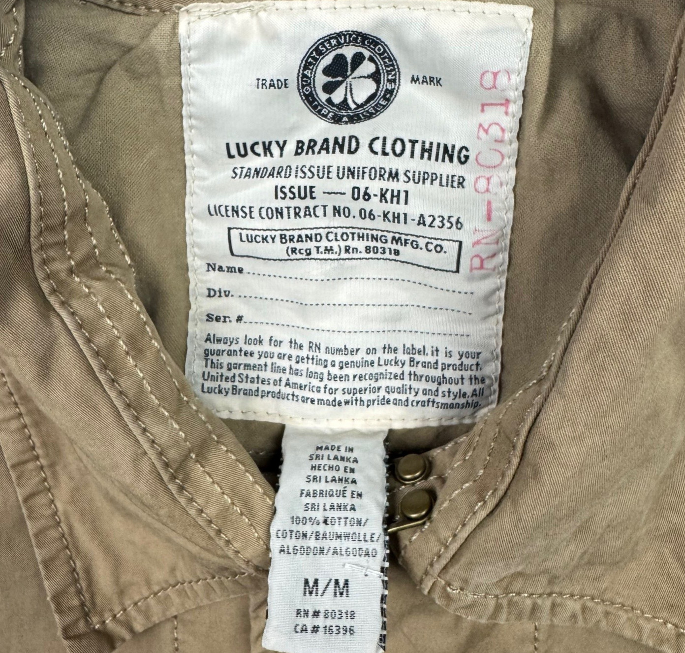 NEW Lucky Brand Men’s 100% Button/Zip Overcoat Brown/Tan • Medium