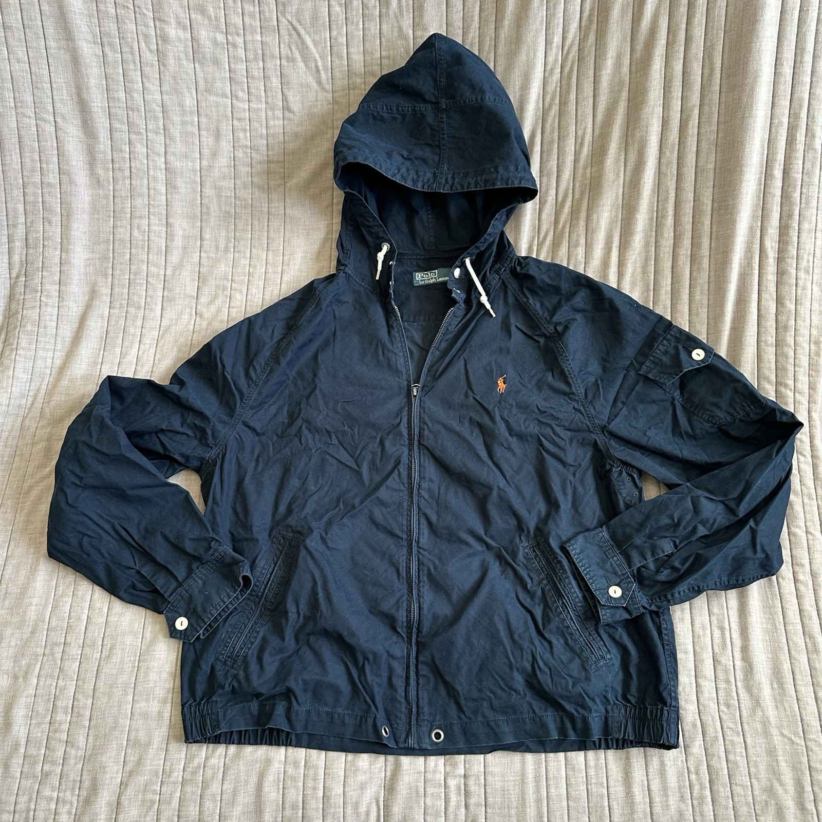 Vintage Polo Ralph Lauren Poplin Military Field Jacket Men’s Large Full Zip Blue