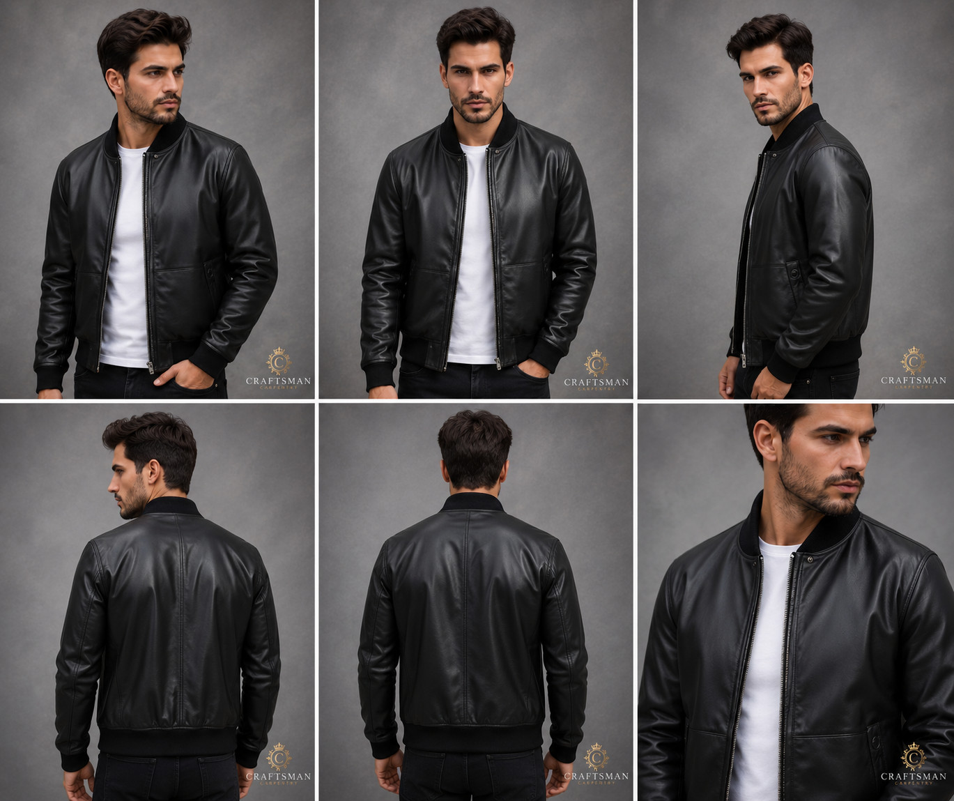 Italian Handmade Men Soft Genuine Lambskin Black color Bomber Leather Jacket