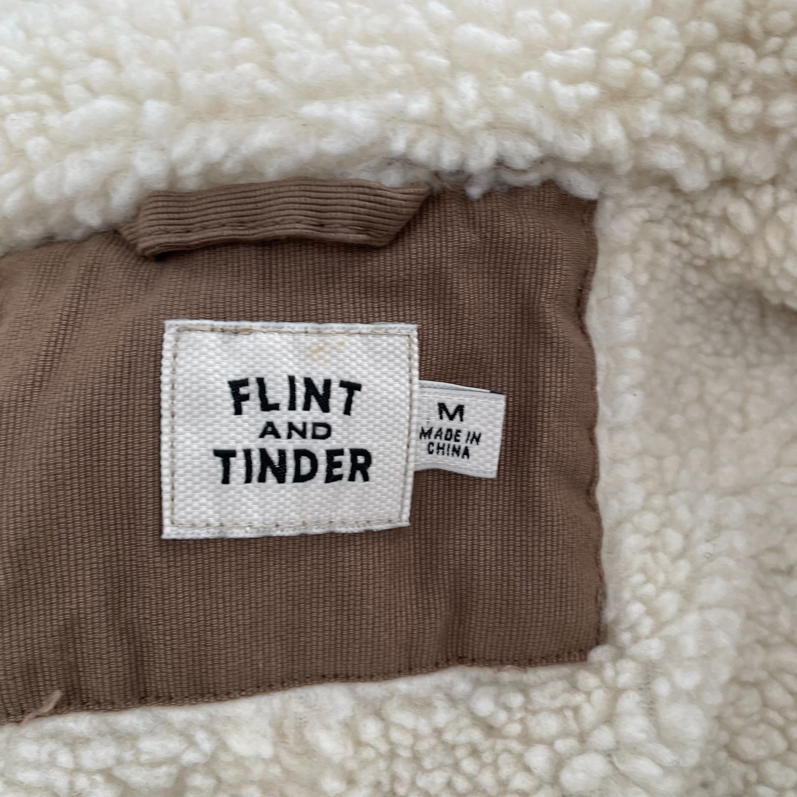 Flint and Tinder Jacket Adult Medium Brown Sherpa Fleece Deck Military Bomber M