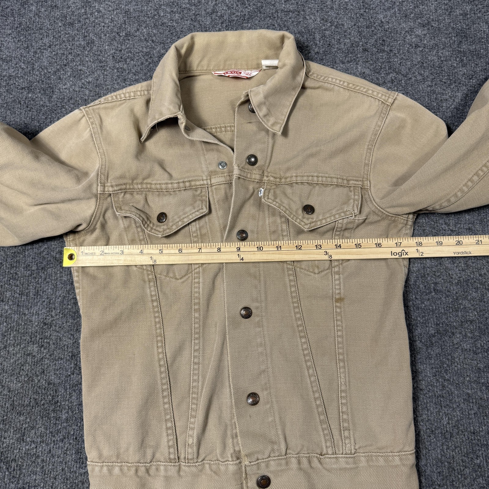 Vintage Levi’s Jacket Mens Small 34 Beige Denim Trucker Jean Button Big E USA