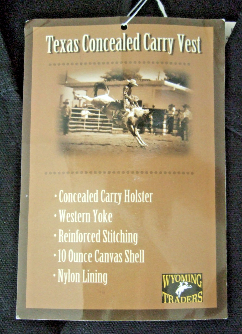NWT WYOMING TRADERS TEXAS CONCEALED CARRY VEST SNAP BUTTON UP BLACK MEDIUM