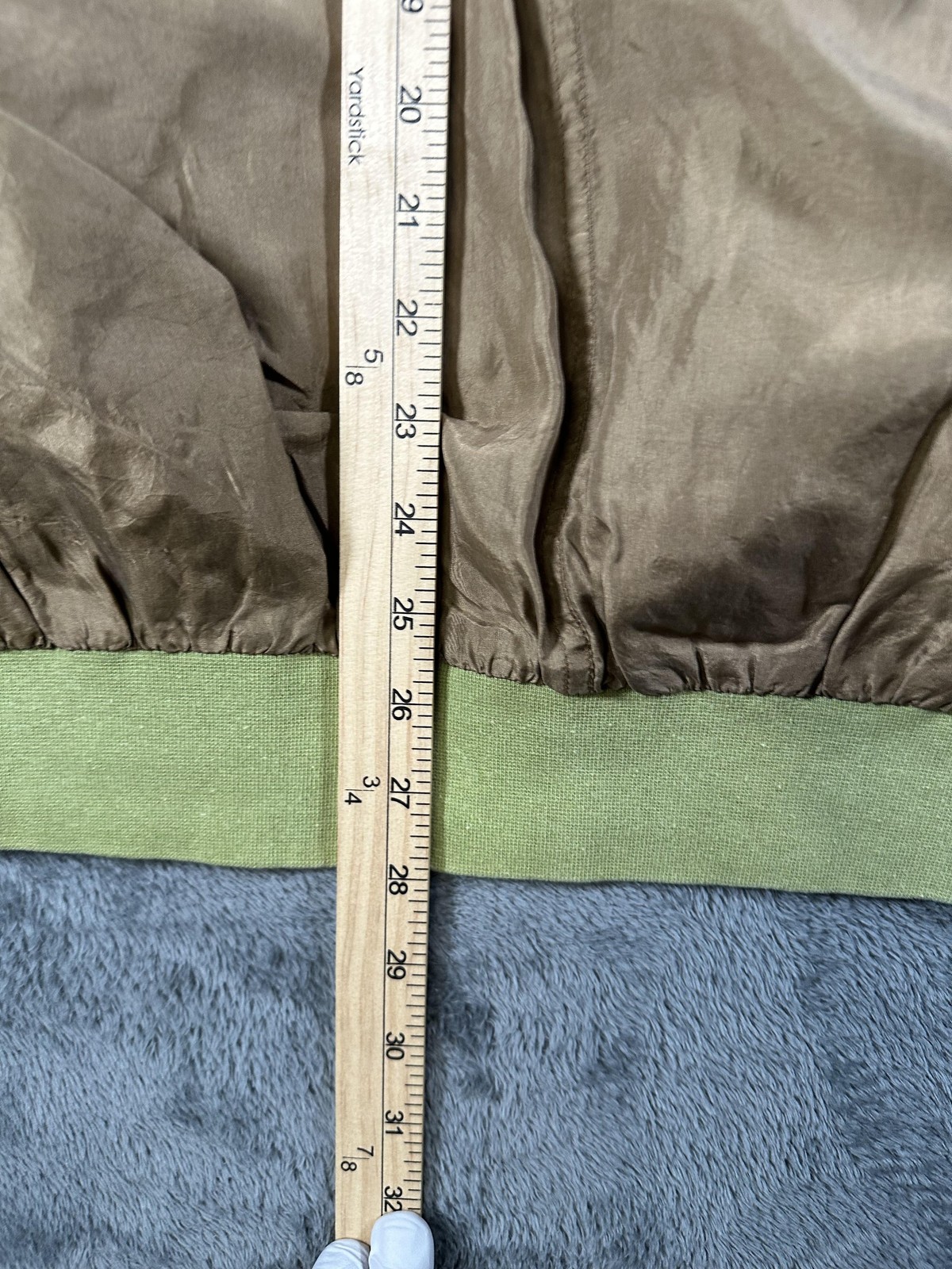 Silk Uomo Jacket Mens XL Brown Silk Bomber Elastic Waist Full Zip Pockets Lined
