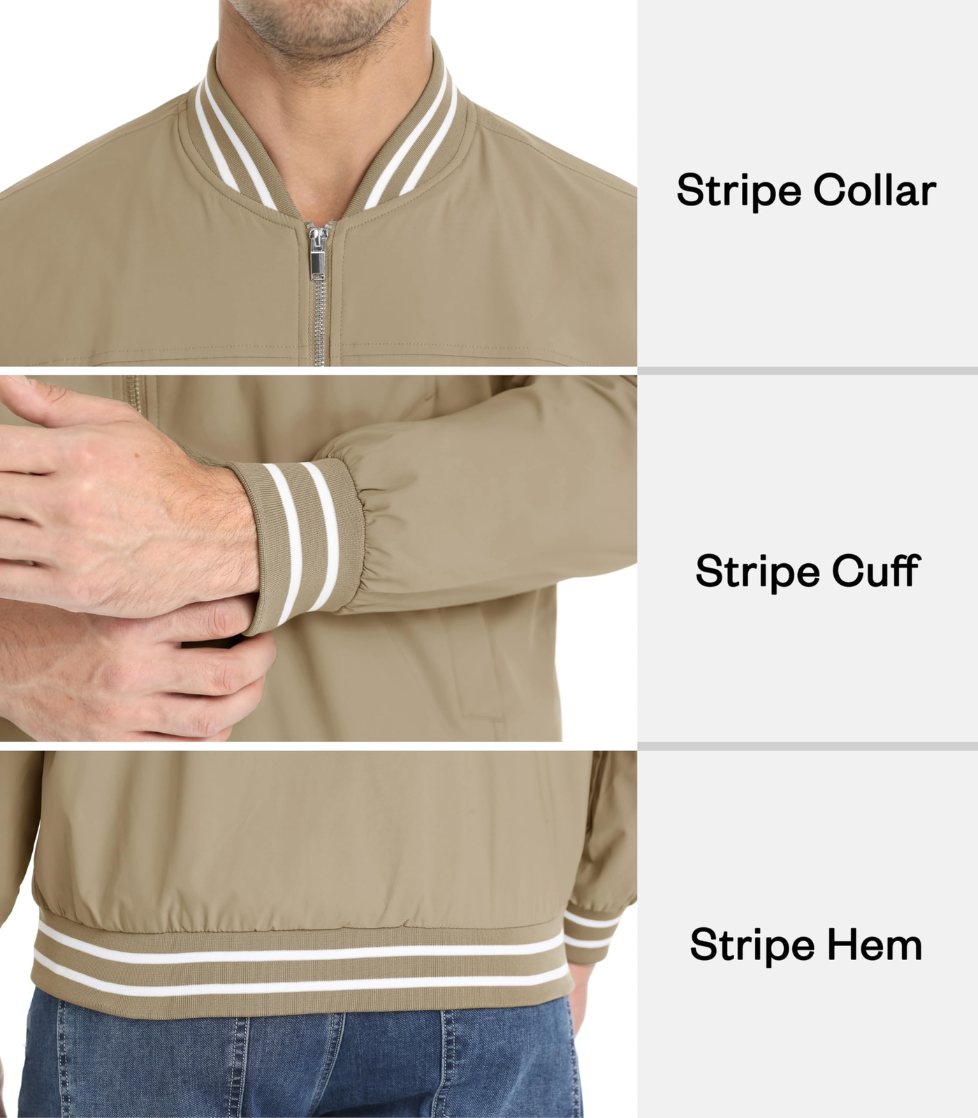 Men’s Lightweight Bomber Jacket Fall windpoof Casual Sport Zip Outdoor Coats US