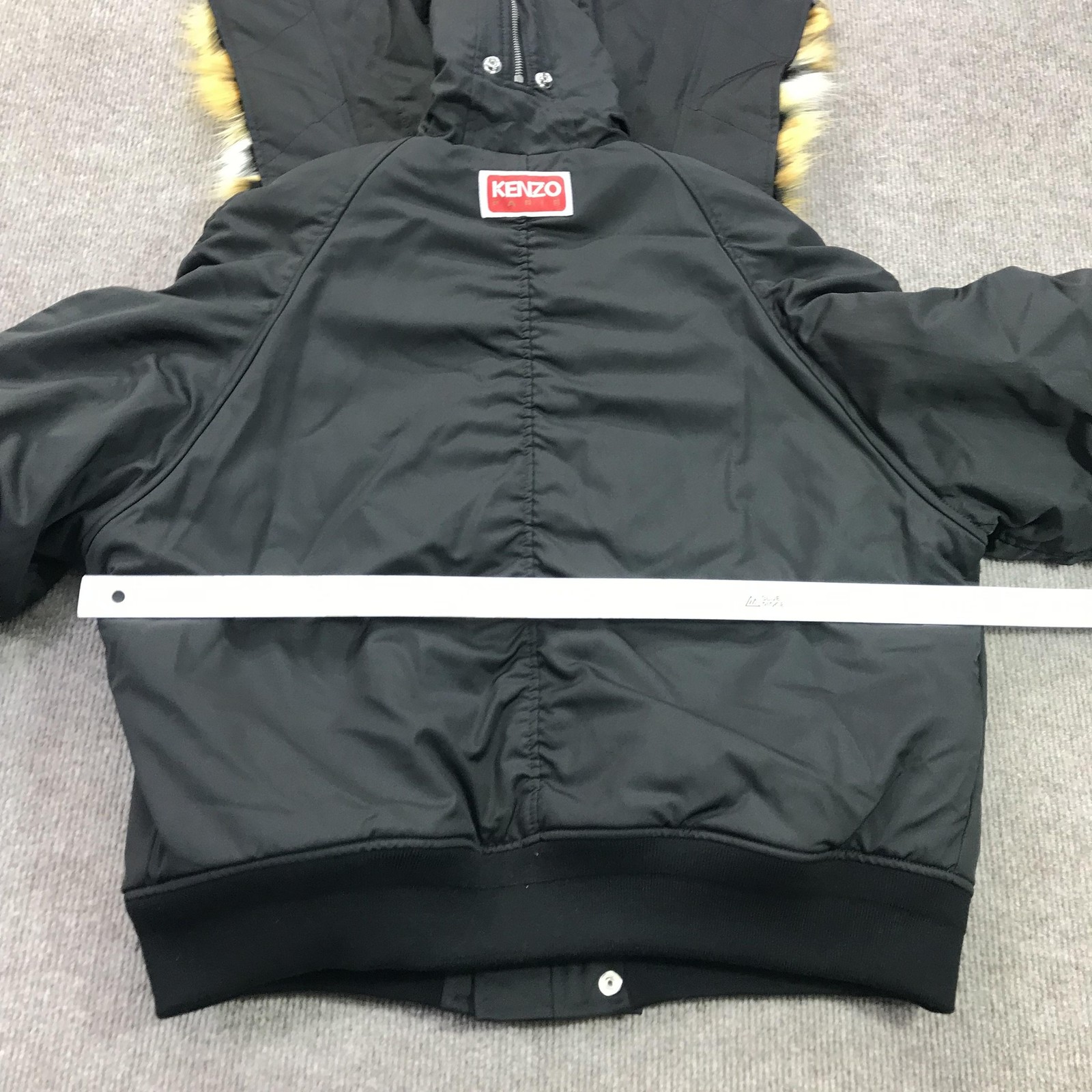 Kenzo Jacket Mens Small Black Short Parka Fur Hood Removable Quilted Insulated