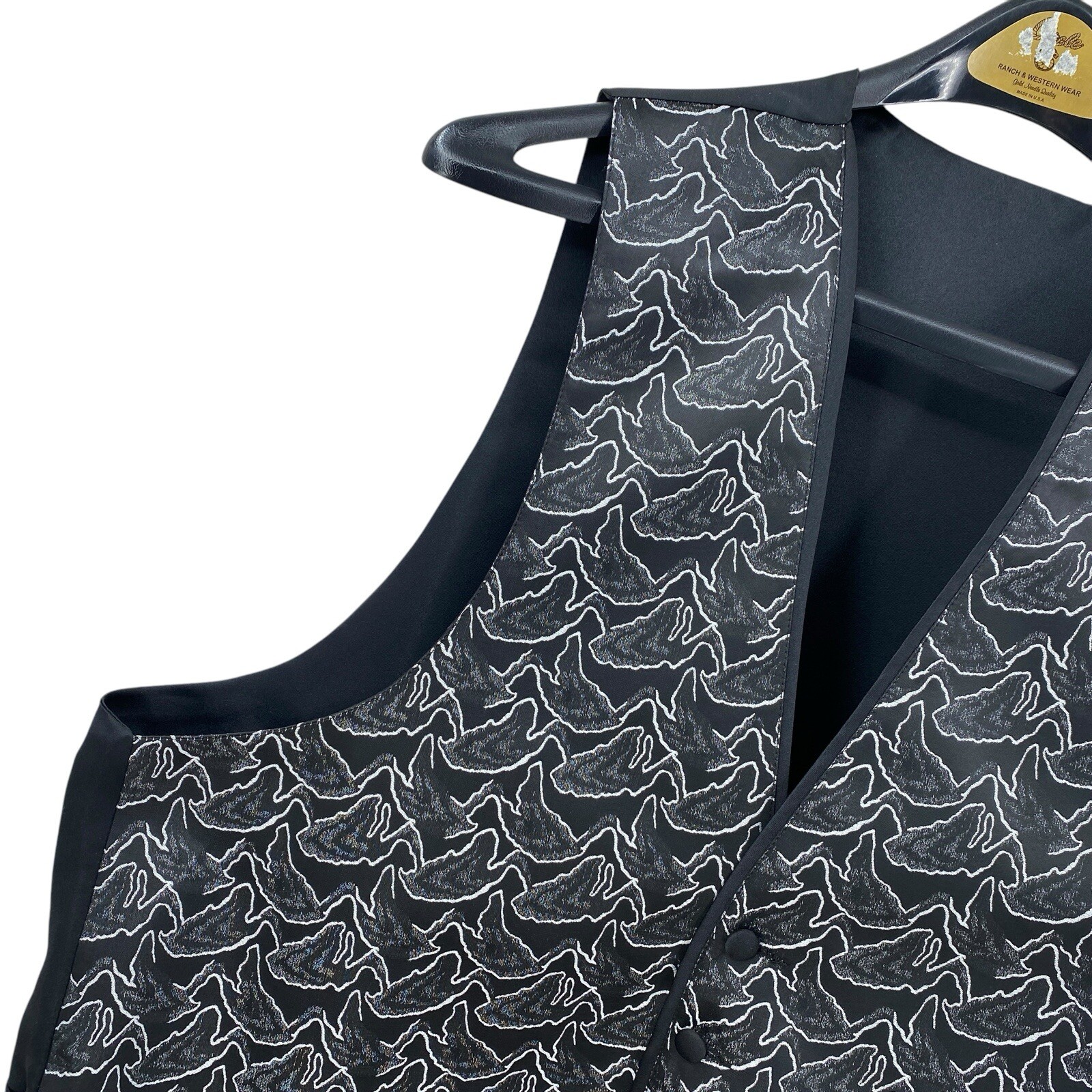 Desmonds Vintage Tuxedo Vest with Matching Tie Size XL Silver & Black Button Up