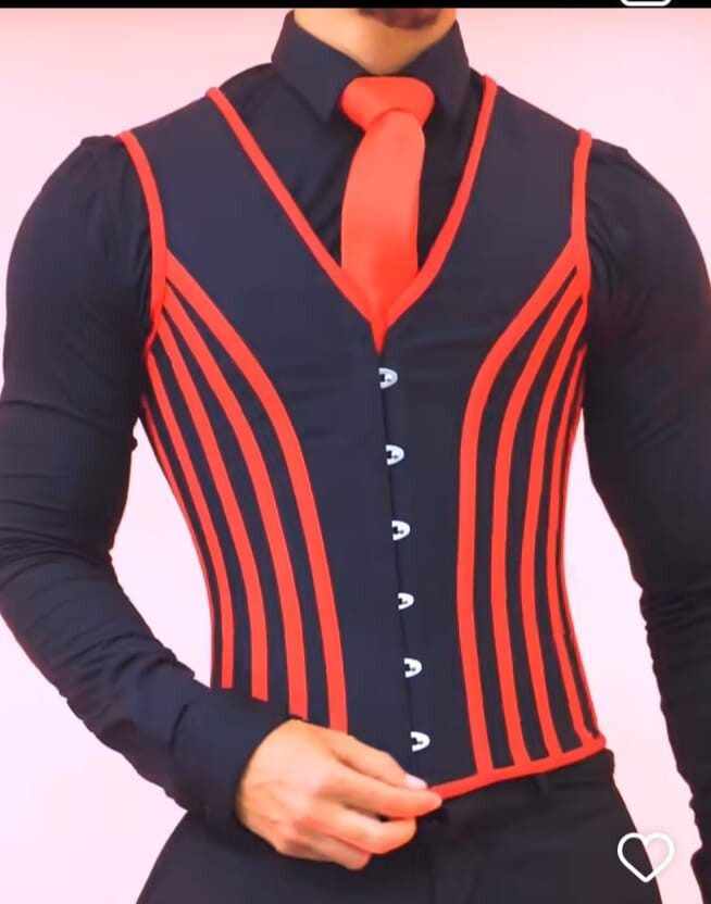 Men’s Corset Vest Vintage Tighten Abdomen Shaping Santa Christmass USA Top Vest
