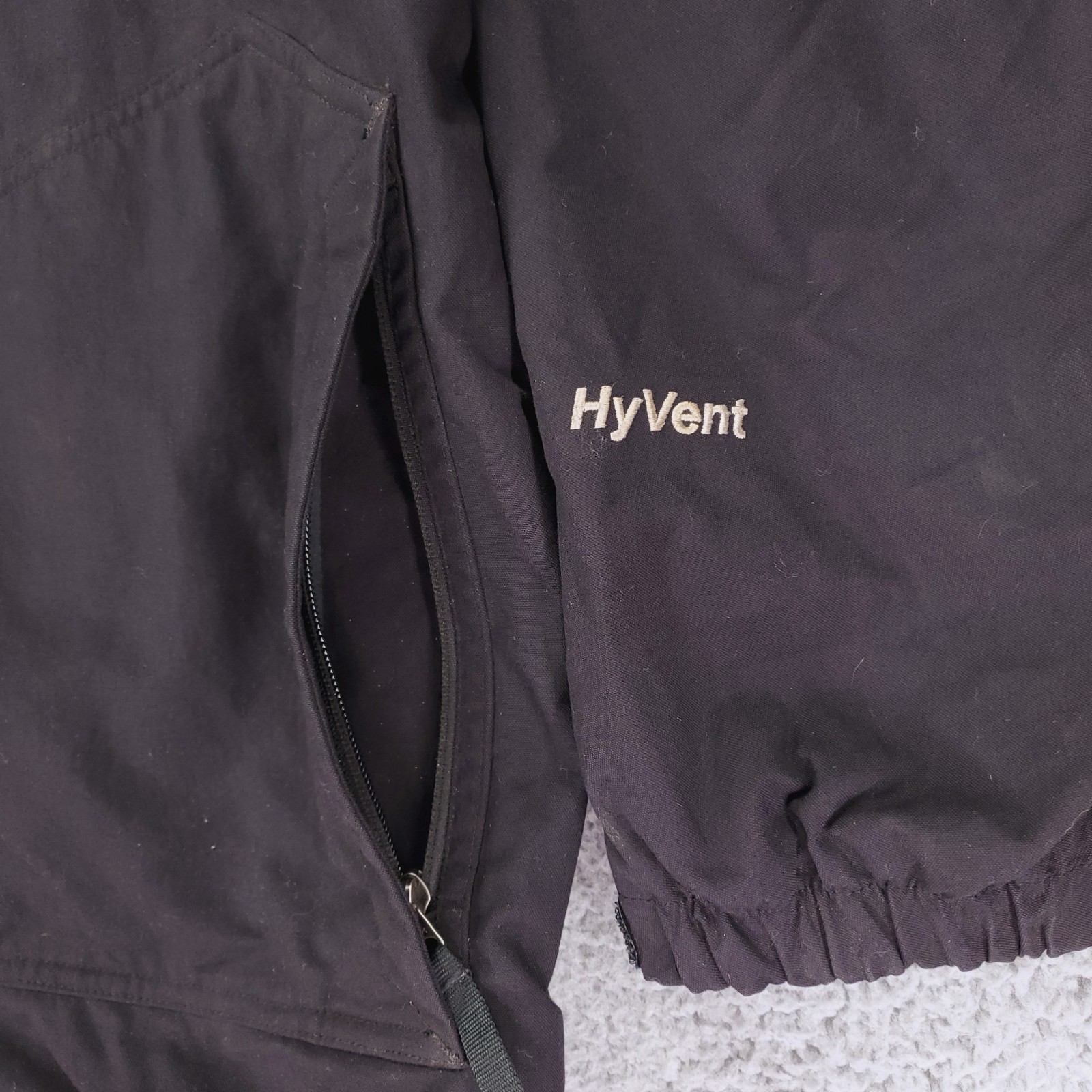 The North Face HyVent Shell Jacket Mens L Black Hooded Outdoor Adventure Gorp