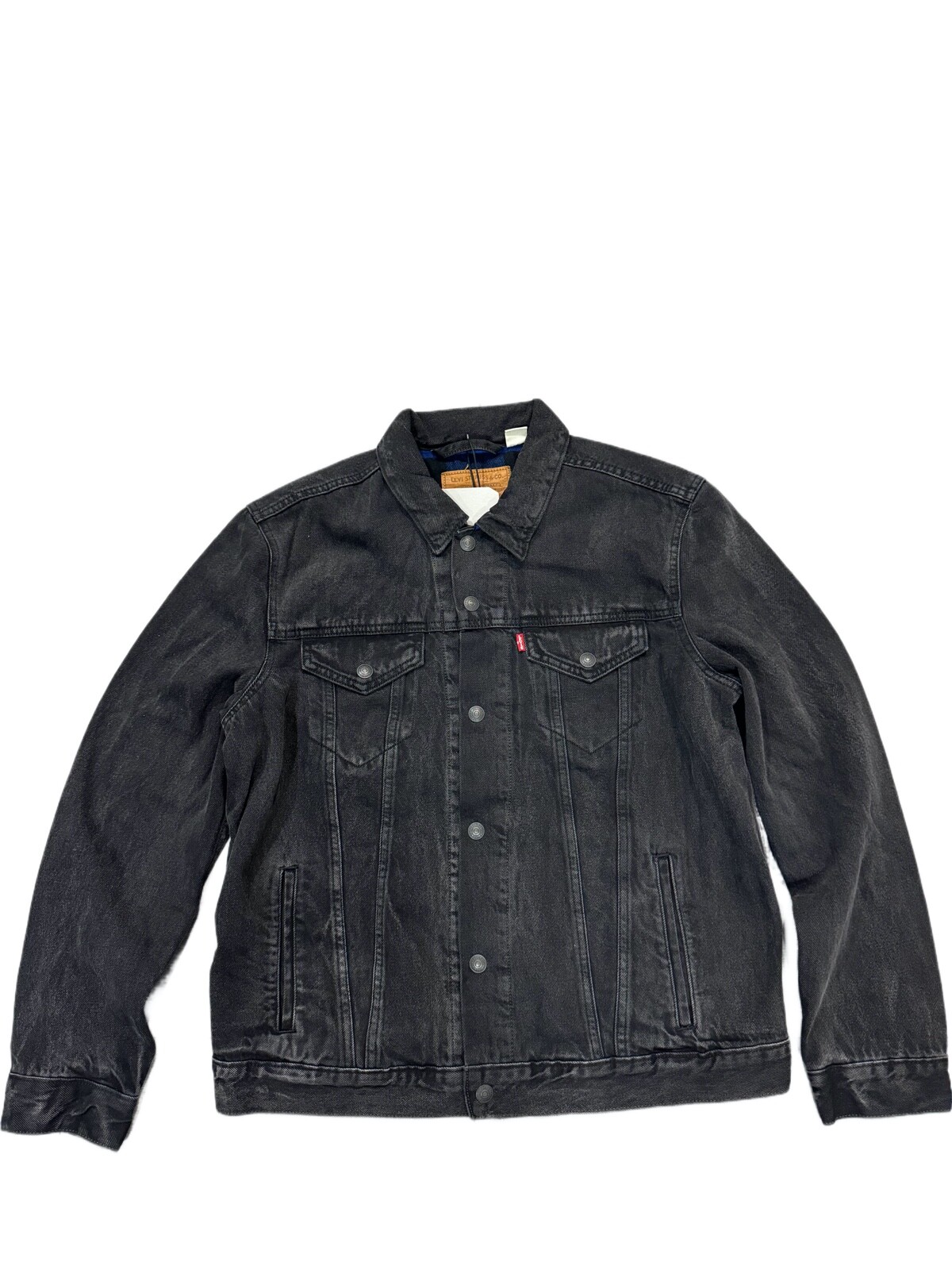 Levi’s Mens Denim Flannel Lined Trucker Jacket Zion Black 0004