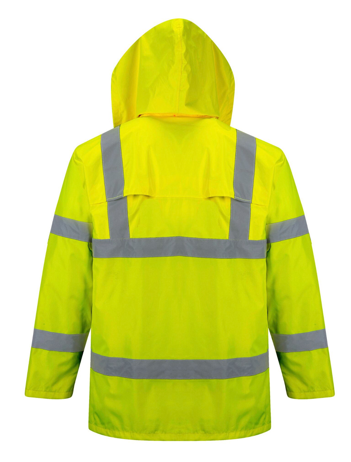 Safety Rain Jacket Reflective Green Hi-Vis Raincoat Rainjacket w Hood S-7XL