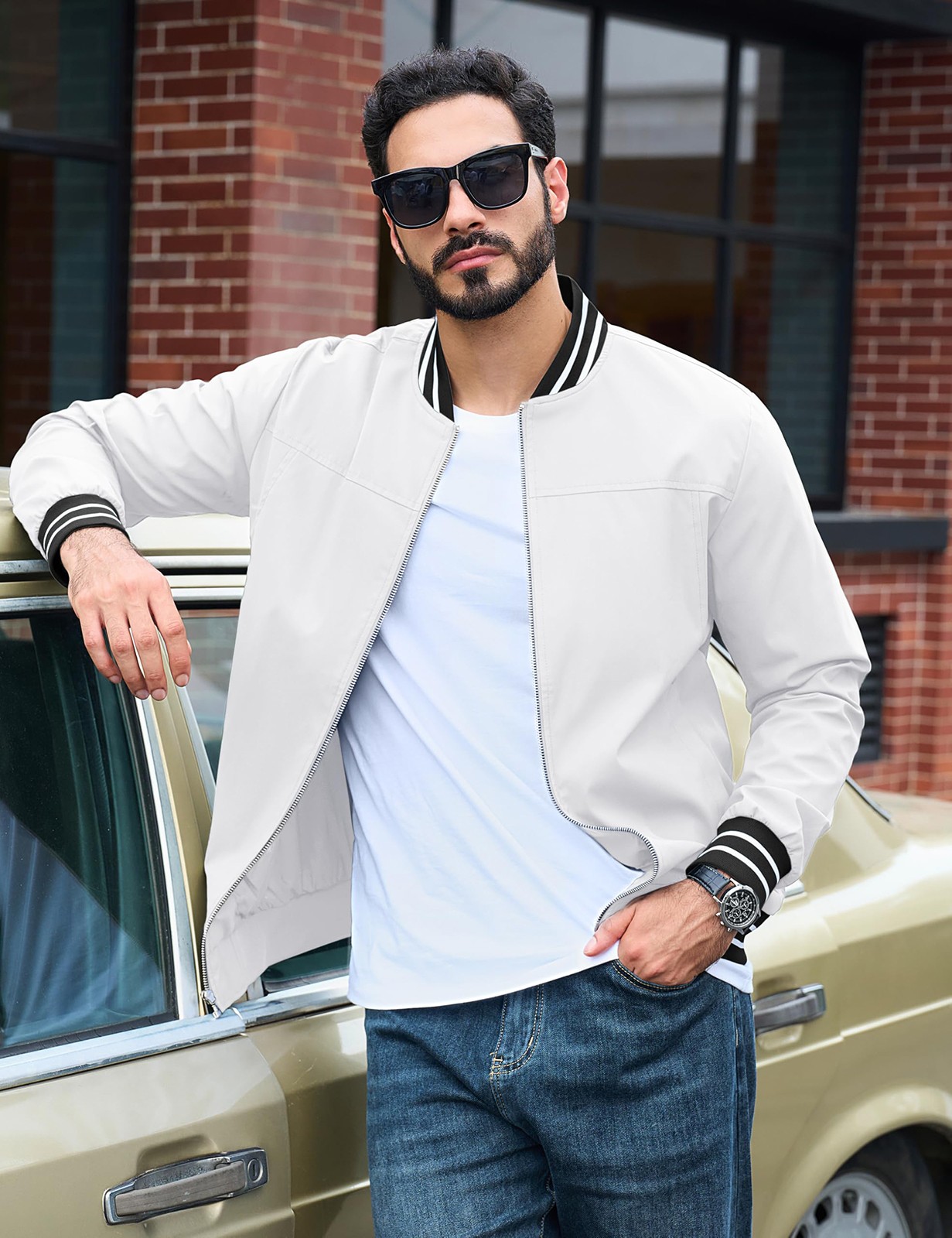 Men’s Bomber Jacket Lightweight Sportswear Spring Fall Casual Coats Windbreaker