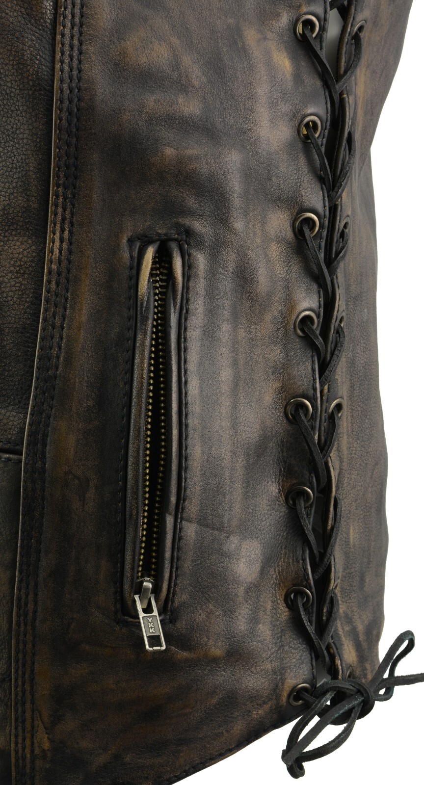 Milwaukee Leather MLM3540 Men’s ‘10 Pocket’ Distressed Brown MC Leather Vest
