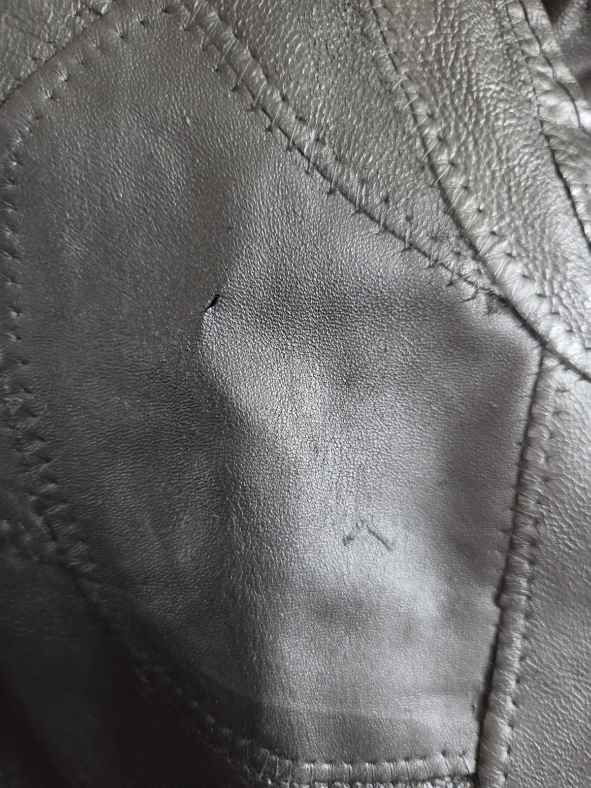 Vtg Diamond Plate D-Pocket Buffalo Leather Motorcycle Jacket Black Biker Moto
