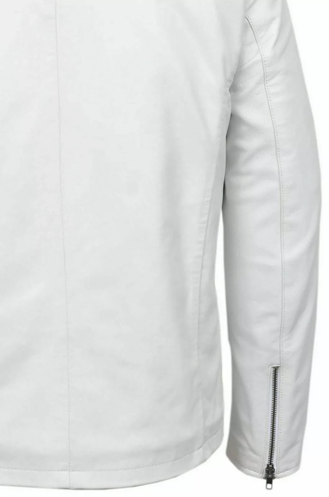 Classic New Men’s White Black Zipper Jacket Soft Lambskin Moto Biker Jacket