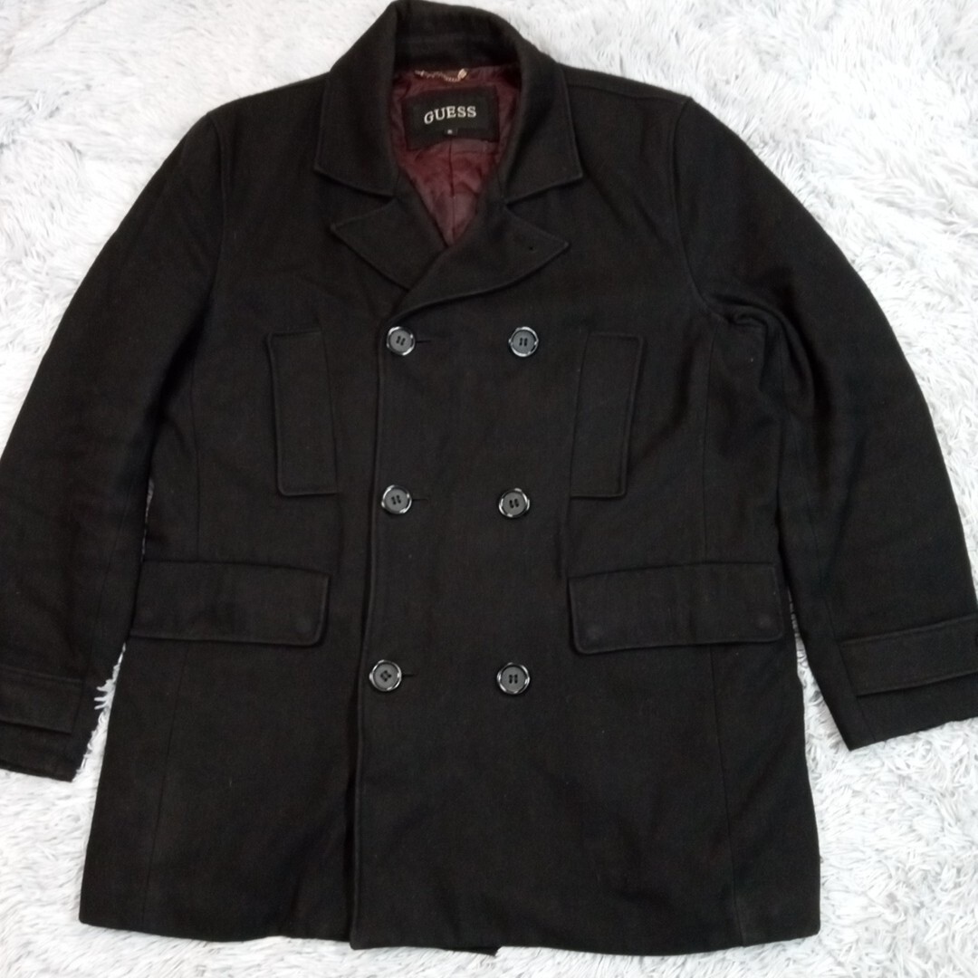 Guess Jacket Mens XL Black Wool Blend Coat Professional Business Career Banker