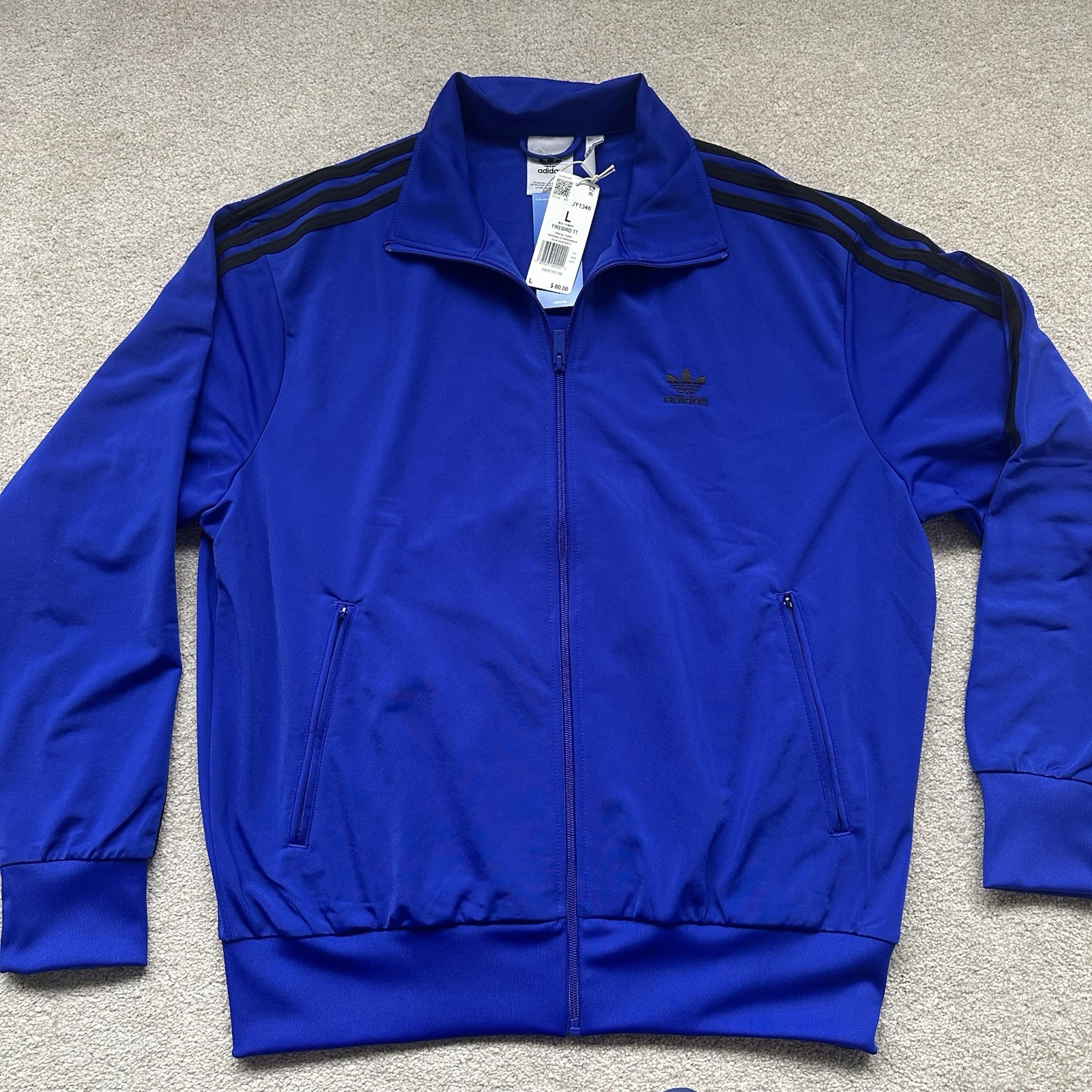 Adidas Originals Track Jacket Mens Large Blue Firebird Full zip Trefoil JY1346