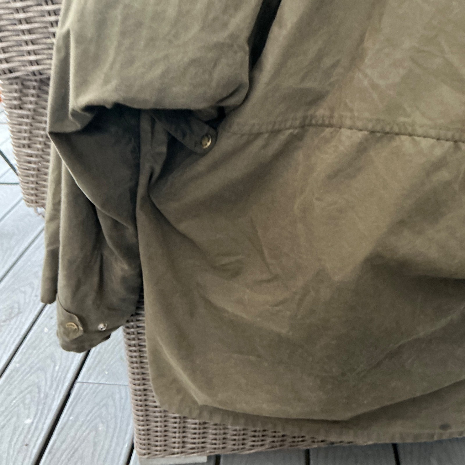 Filson 1438N All Season Rain Coat Men’s large Oil Finish Cover Cloth 6oz used