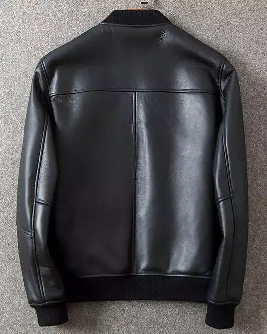 Black Leather Jacket Men Flight/Bomber Pure Lambskin Size XS-4XL