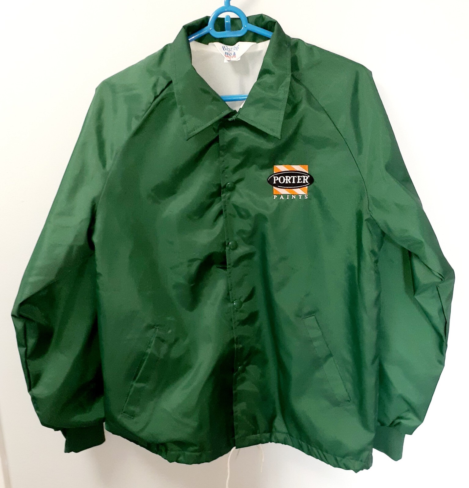 Vintage Porter Paint Button Up w/Drawstring West Ark Windbreaker Jacket Size Sm