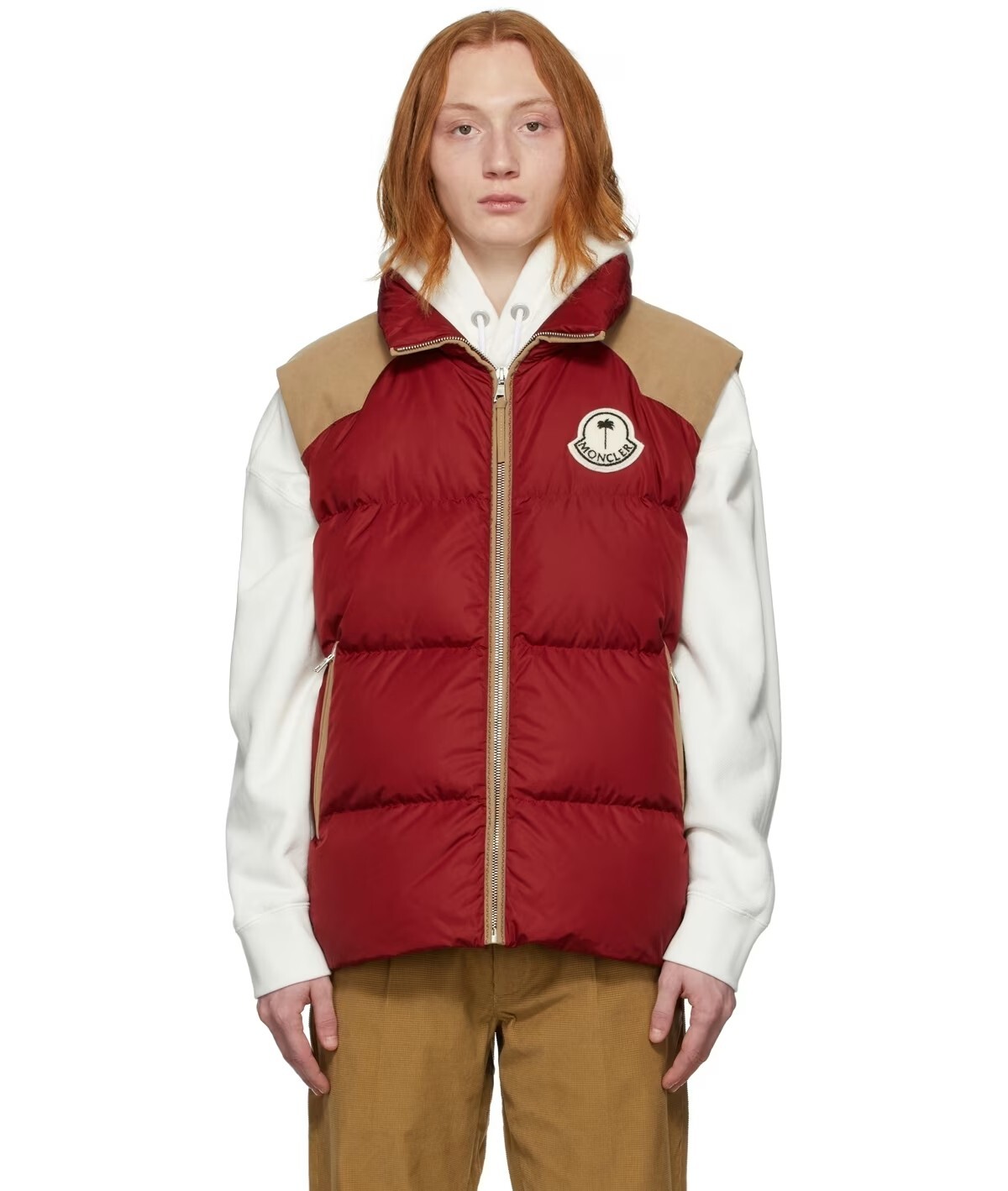 MONCLER Genius x Palm Angels Kamakou red puffer vest Size 2 / Medium authentic