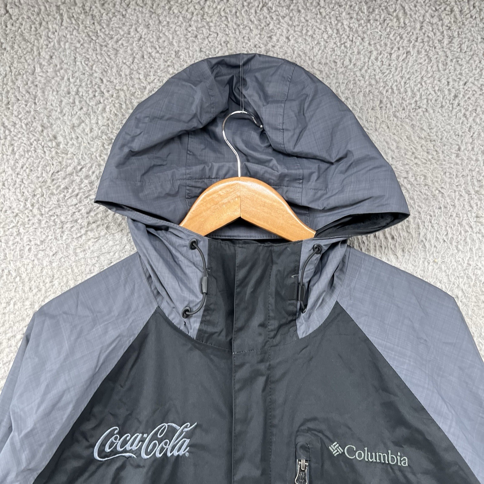 Columbia Rain Jacket Mens Large Black Waterproof Shell Lined Coat Omni Tech Heat
