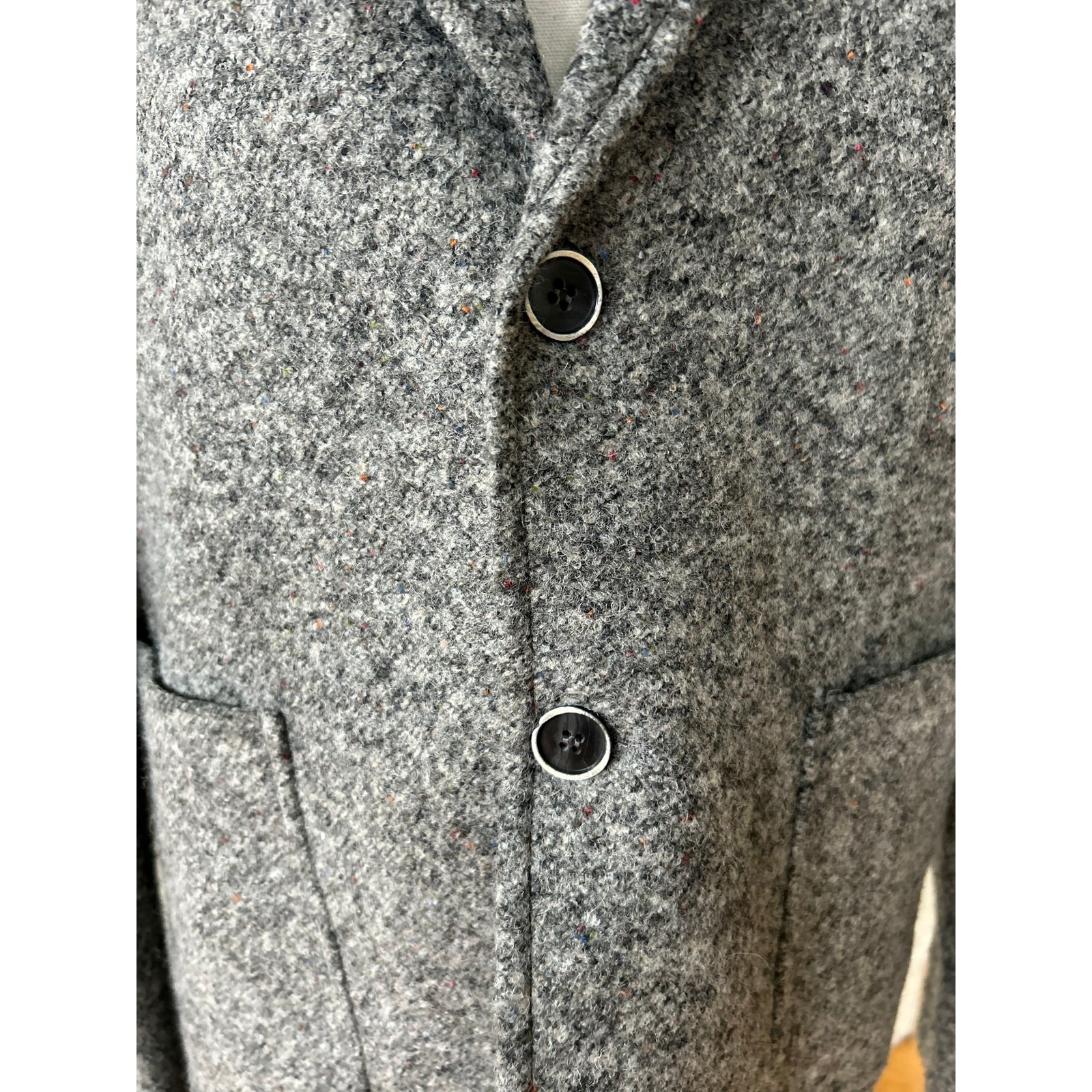 Saks Fifth Avenue Nominee Grey Wool Unlined Double Vent Two Button Blazer