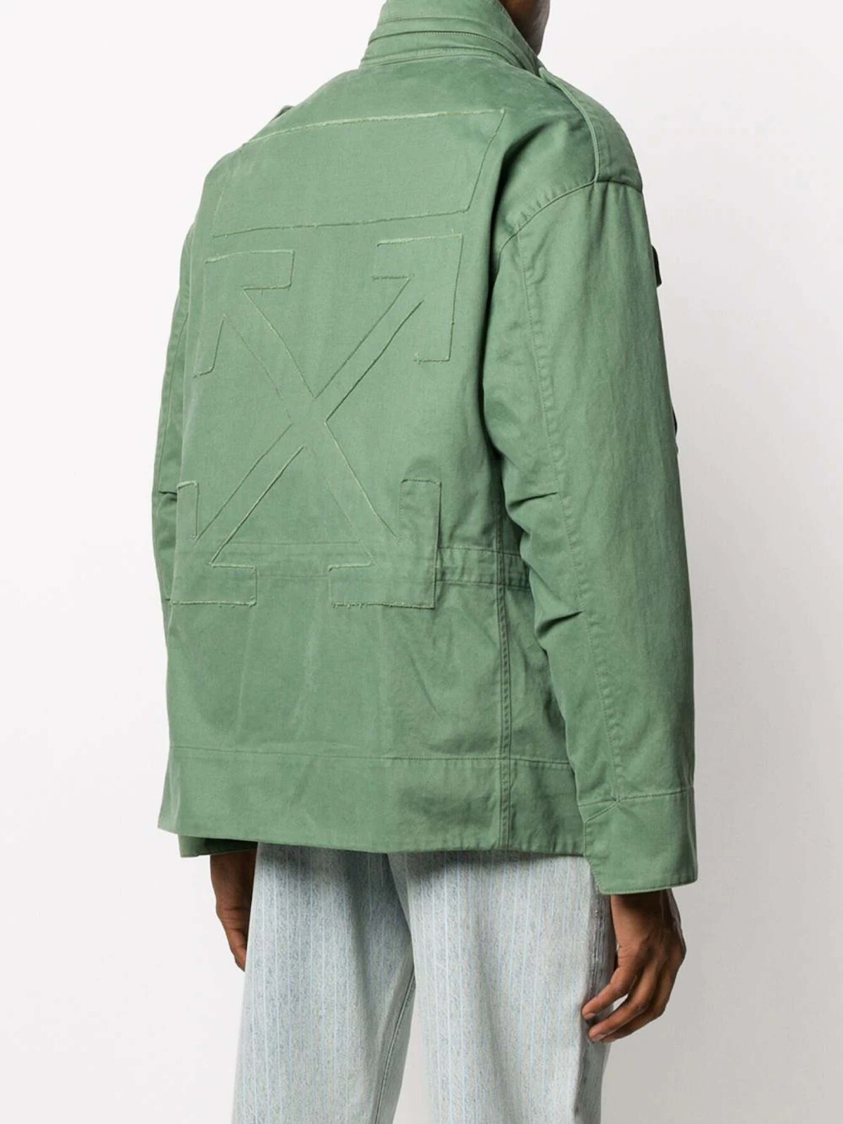(NO CUSTOMS TAX) OFF-WHITE Arrows padded military green cotton track jacket coat