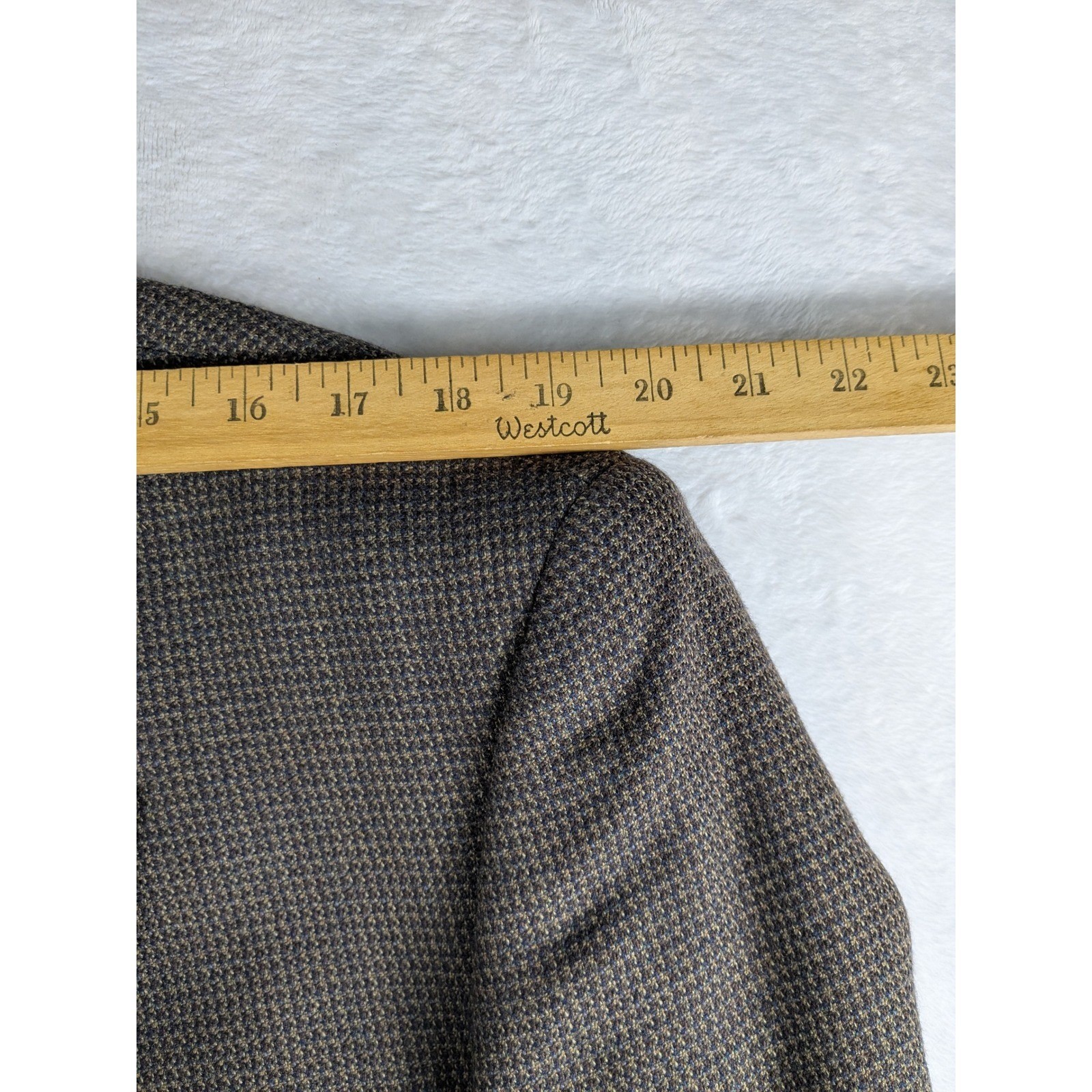 Pronto Uomo Men 44 Regular Brown Houndstooth 100% Lambswool Blazer Jacket (Read)