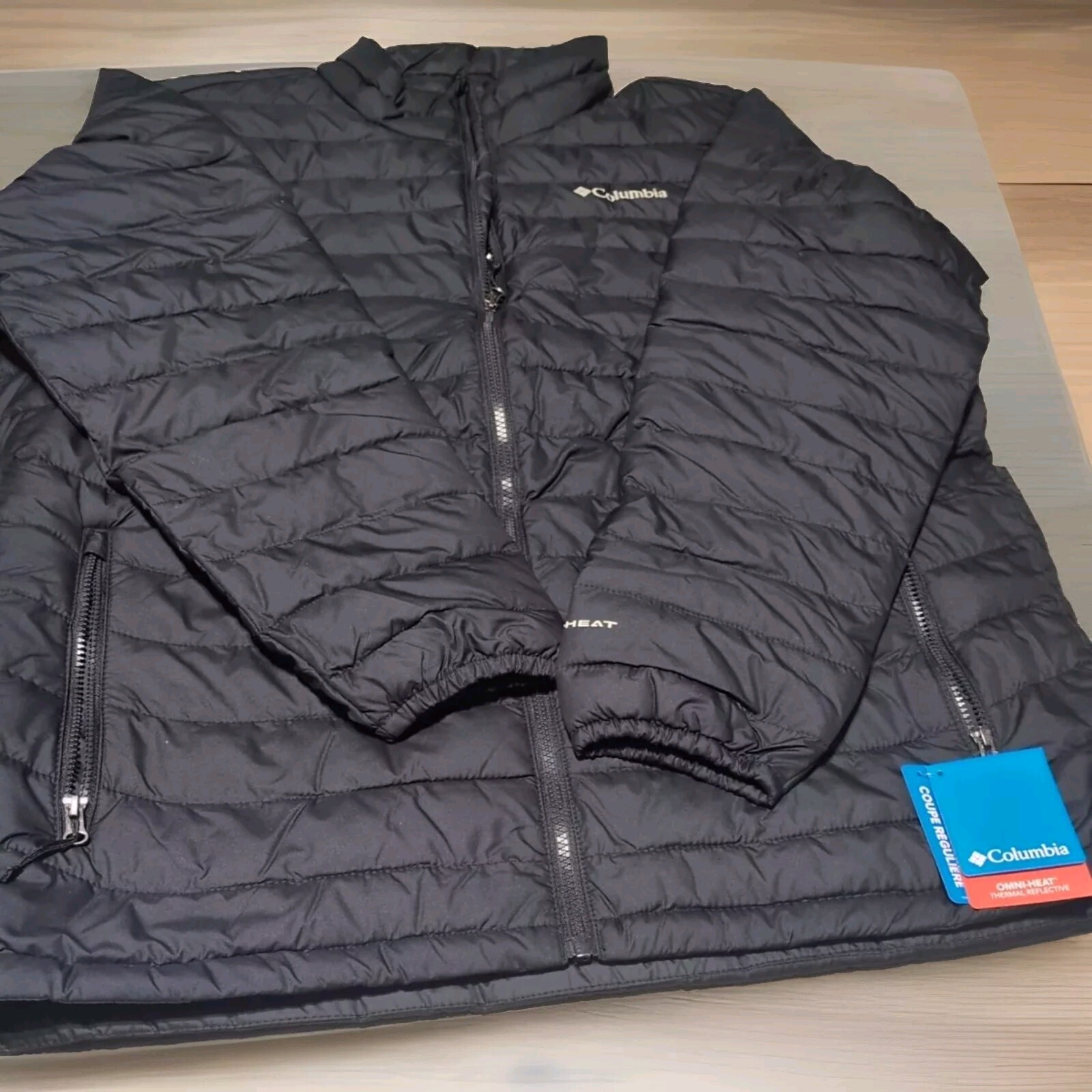 MENS Columbia White Out Omni Heat SILVER DOT Puffer Jacket Black Sz XL Tall XLT