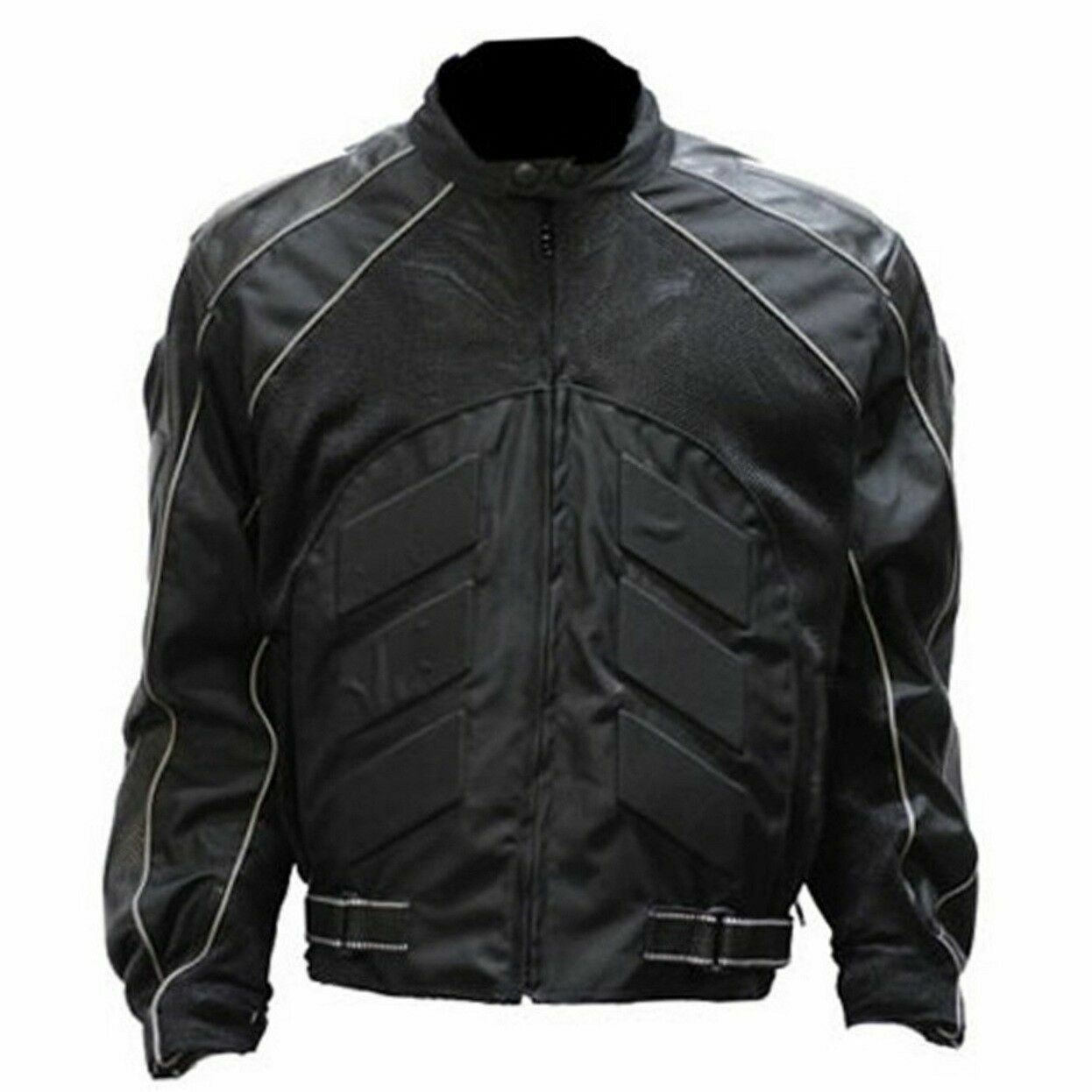 BLACK MENS ARMOR LEATHER BIKER MOTORCYCLE JACKET-S, M, L, XL, 2XL, 3XL, 4XL -D48