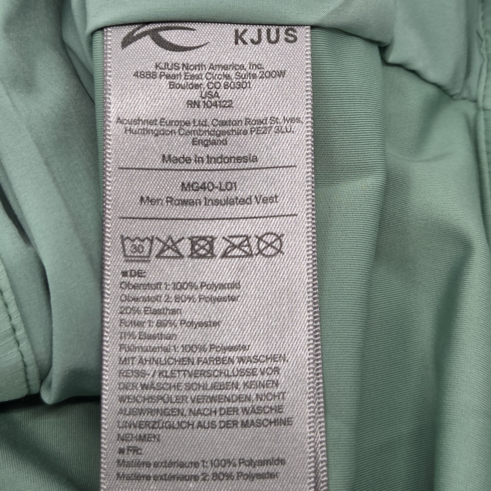 NEW KJUS Mens Rowan Insulated Vest Medium 50 Green Full Zip Quilted Activewear