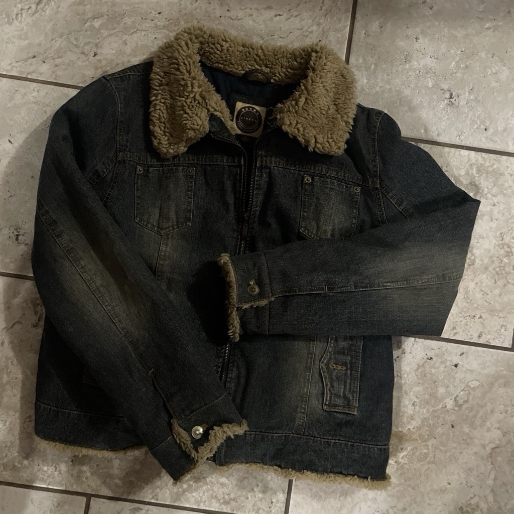 giacca Men’s Sherpa Lined Cotton Denim Zip Jacket Blue XL Regular Short