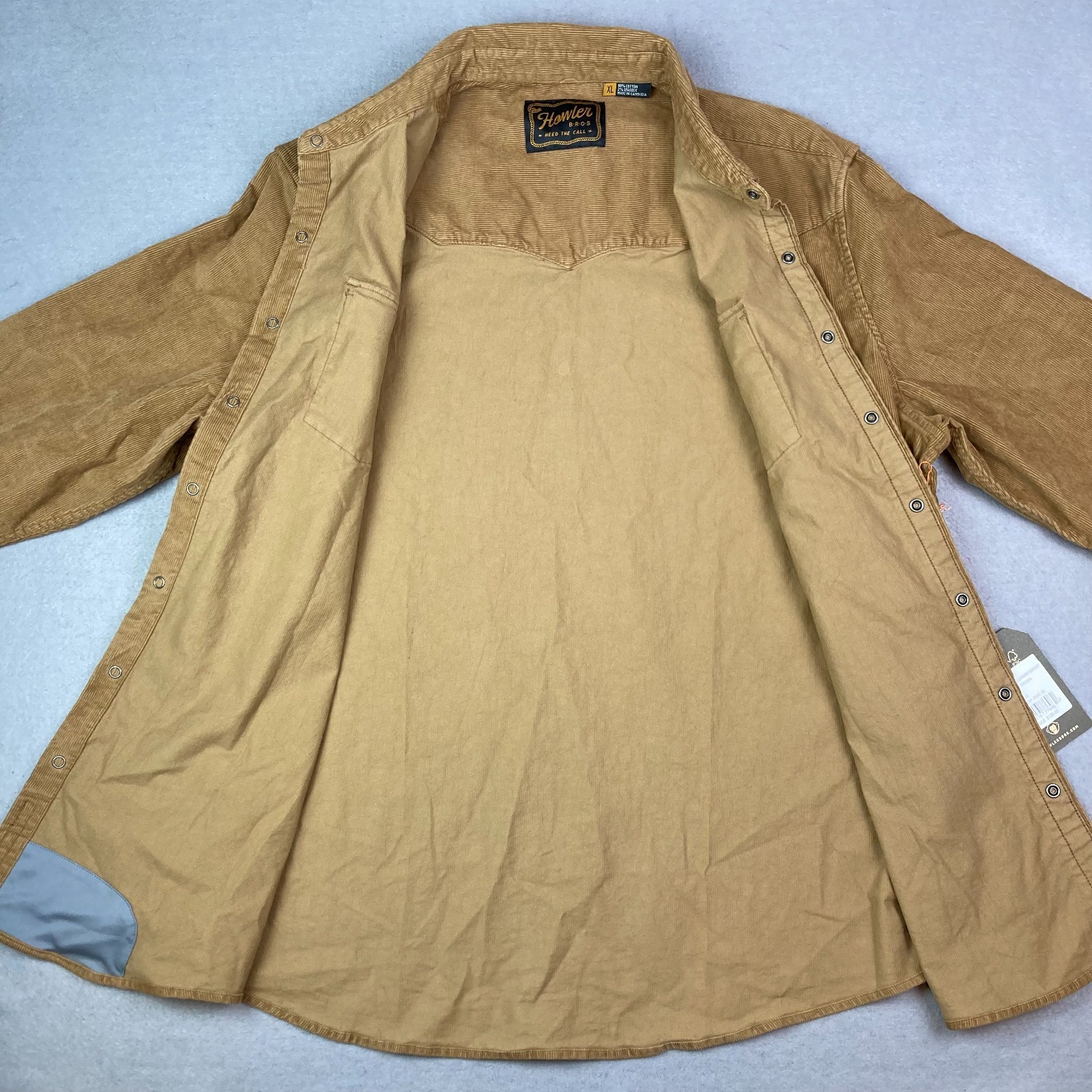Howler Brothers Banning Corduroy Snap Shirt Mens XL Duck Brown Tan Western NWT