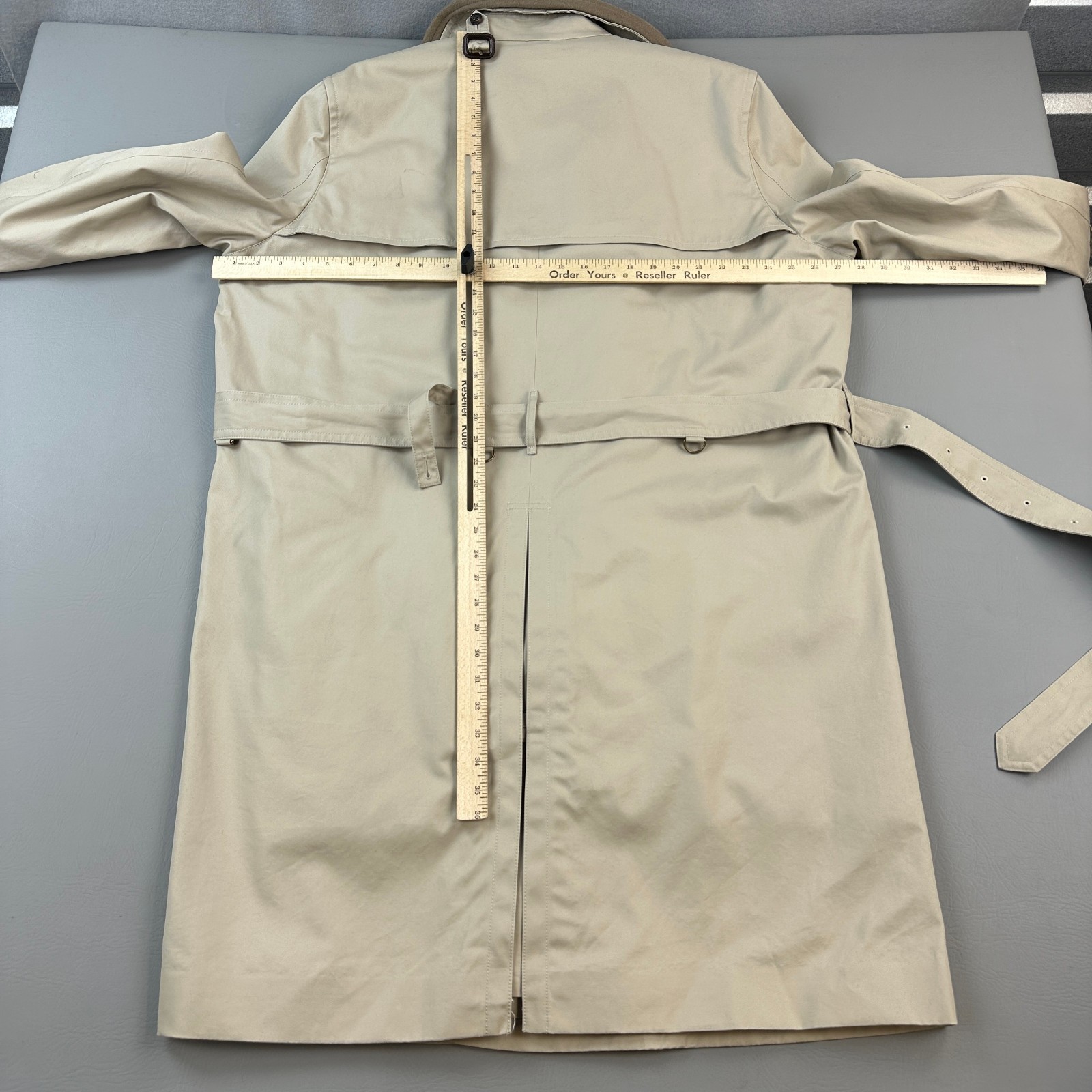 Brooks Brothers Trench Coat Mens 46R Beige Removable Wool Cashmere Liner Belted