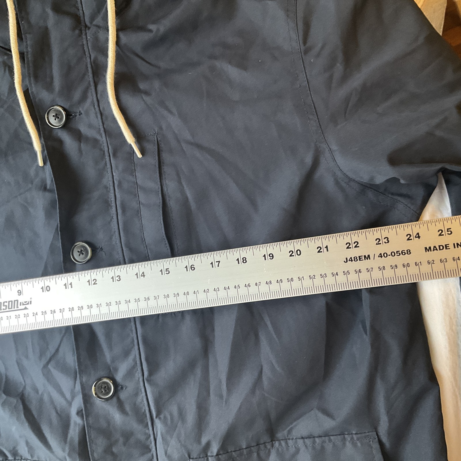 Old Navy Men Jacket XL Blue Rain Jacket Button Drawstring Long Sleeve Full Zip