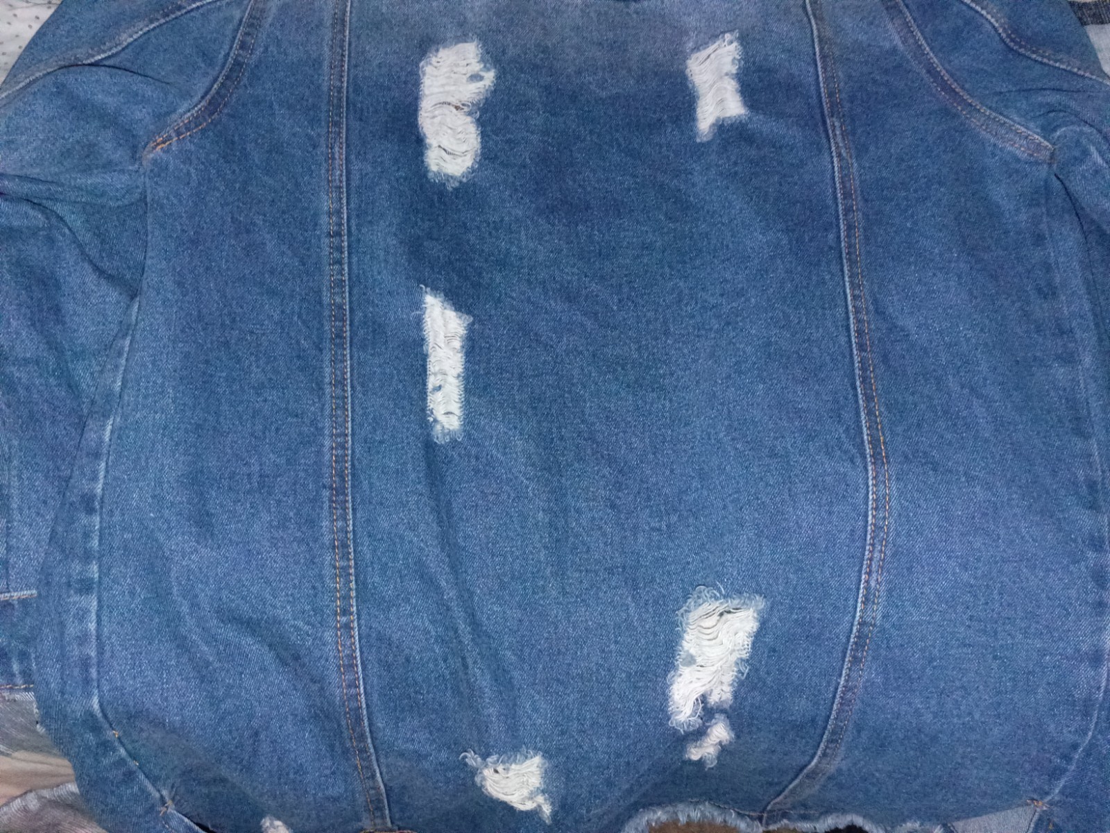 BLUE 84 Unisex Adults Blue Distressed Jean Jacket Button Front Pockets L
