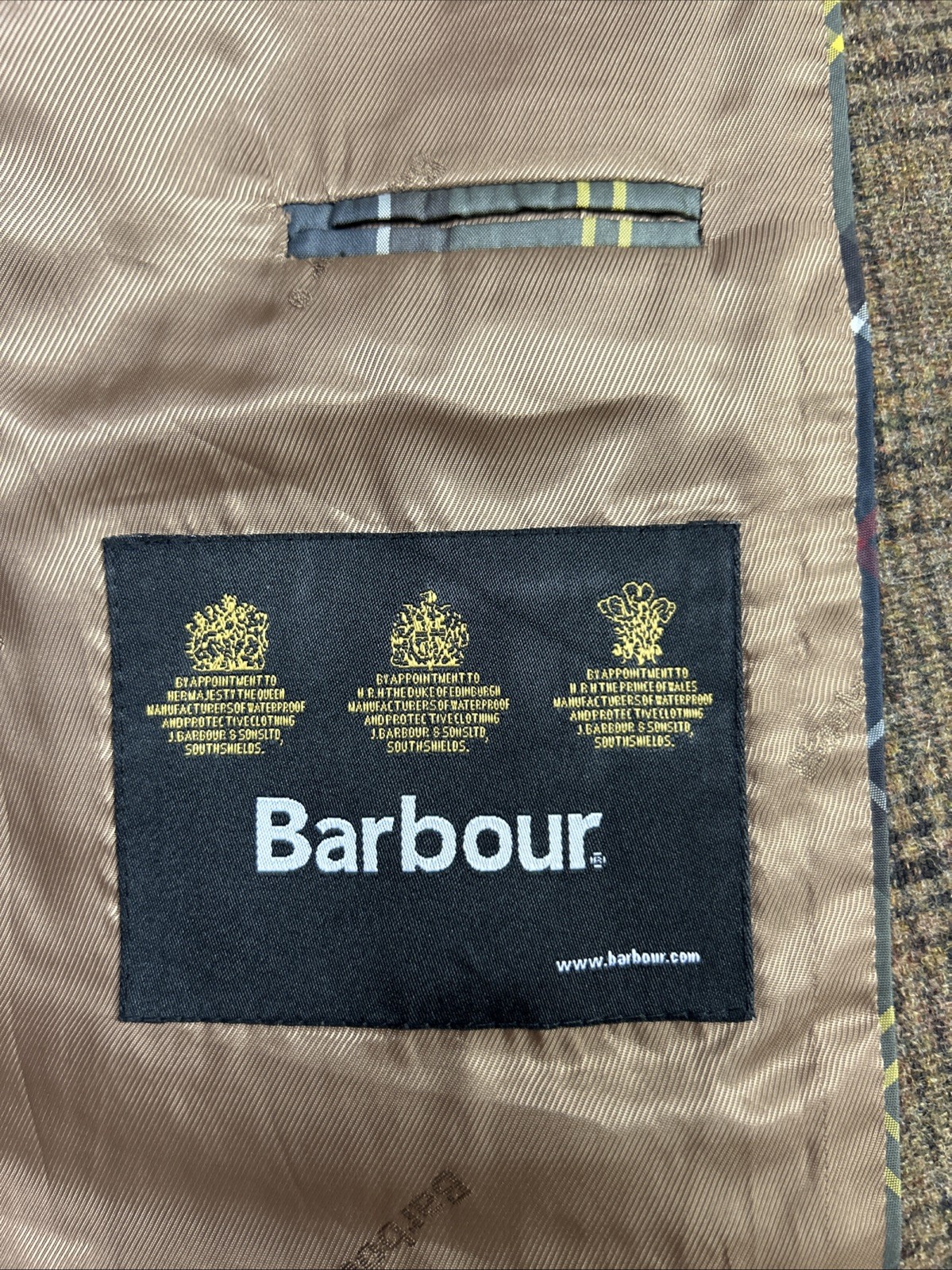 Barbour (42R) Glen Check Elbow Patch Sport Coat Tweed Blazer POW Hacking Jacket